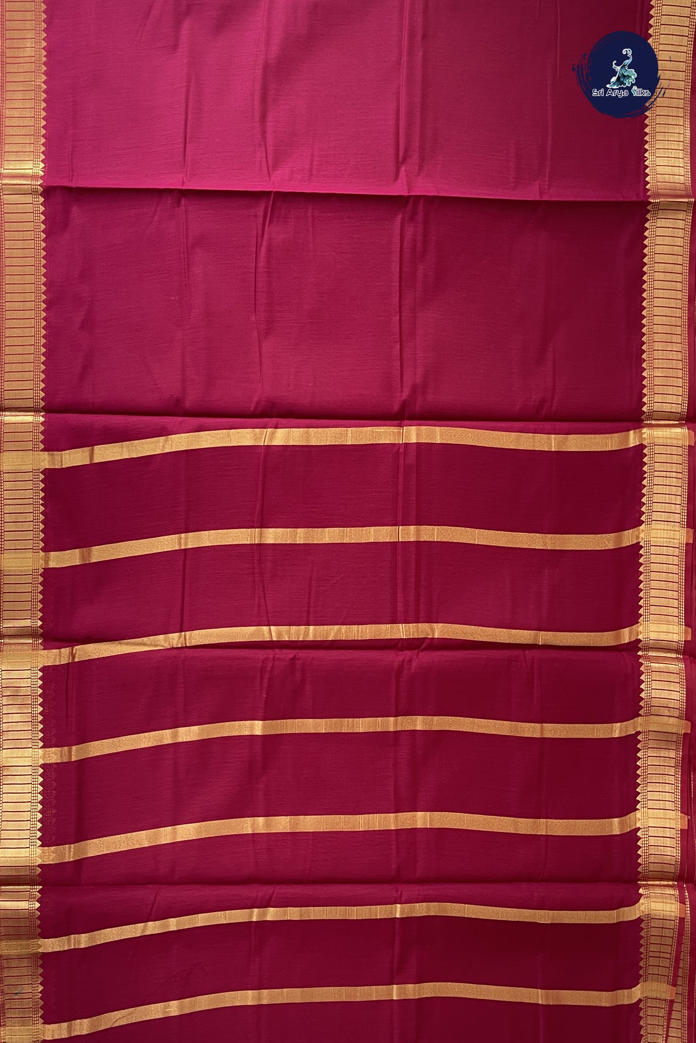 Maroon Madisar Semi Silk Cotton Saree With Plain Pattern