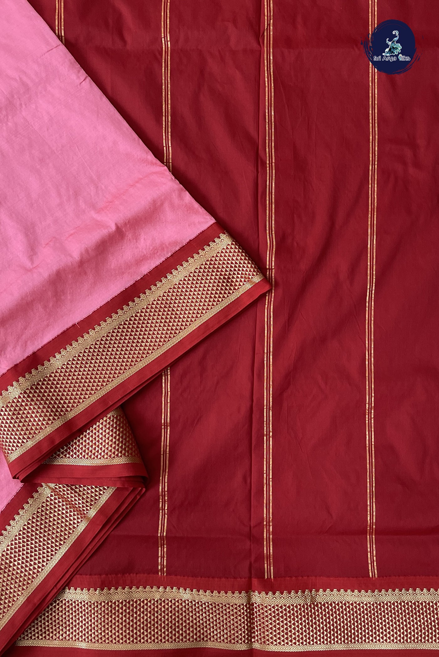 Lotus Pink Madisar Semi Silk Saree With Plain Pattern