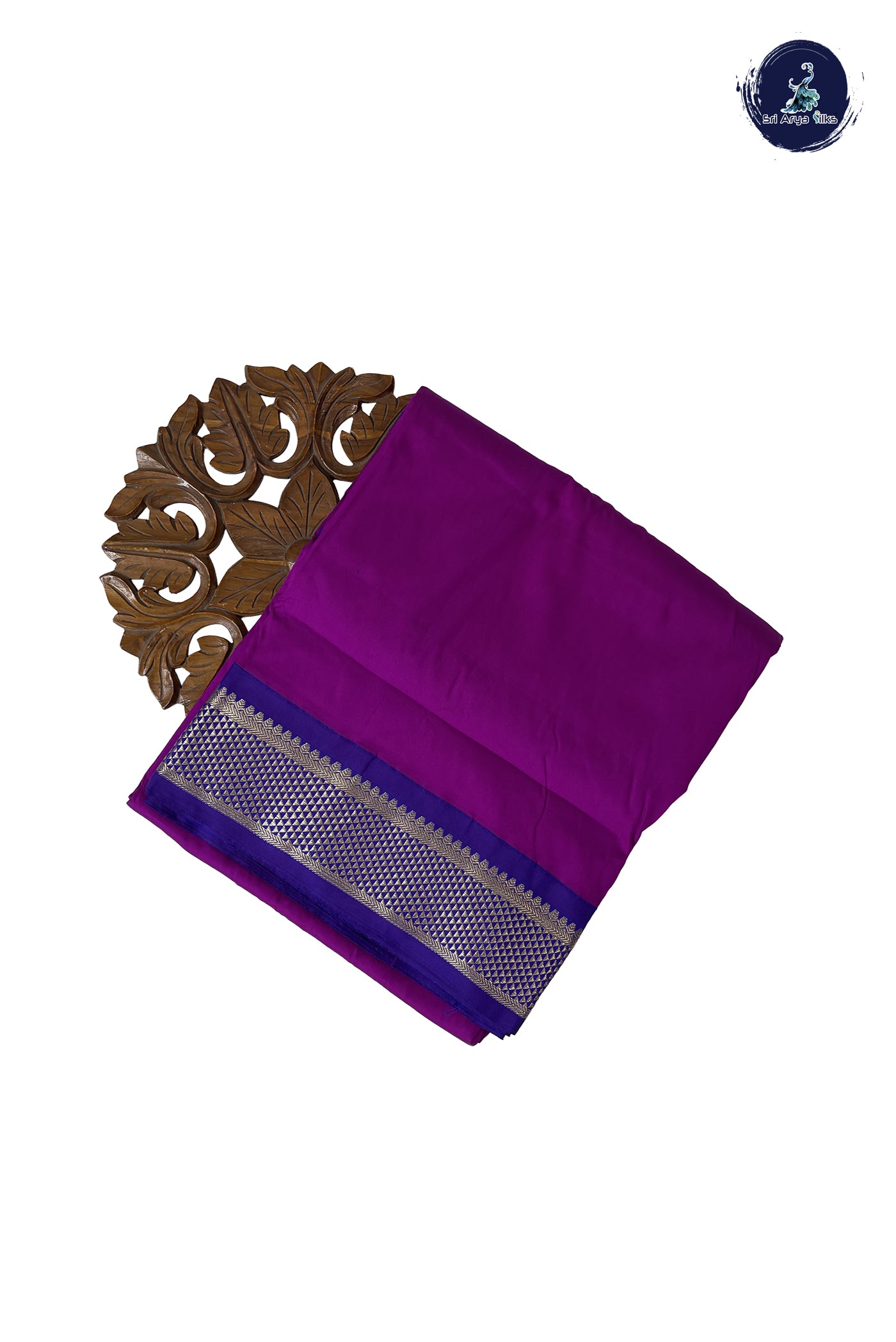 Purple Madisar Semi Silk Saree With Plain Pattern