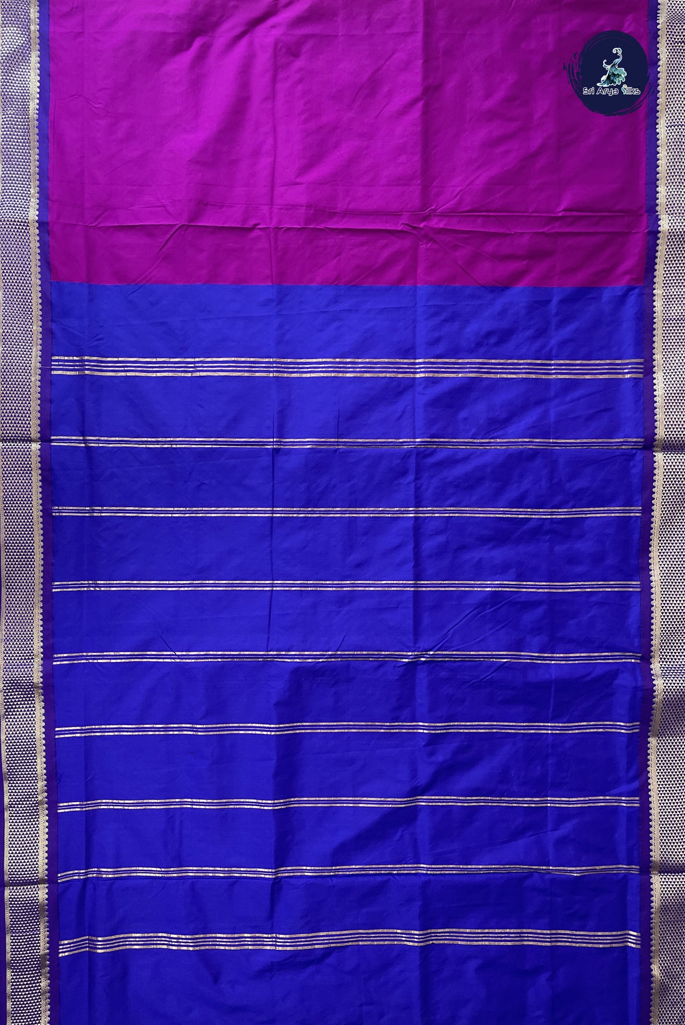 Purple Madisar Semi Silk Saree With Plain Pattern