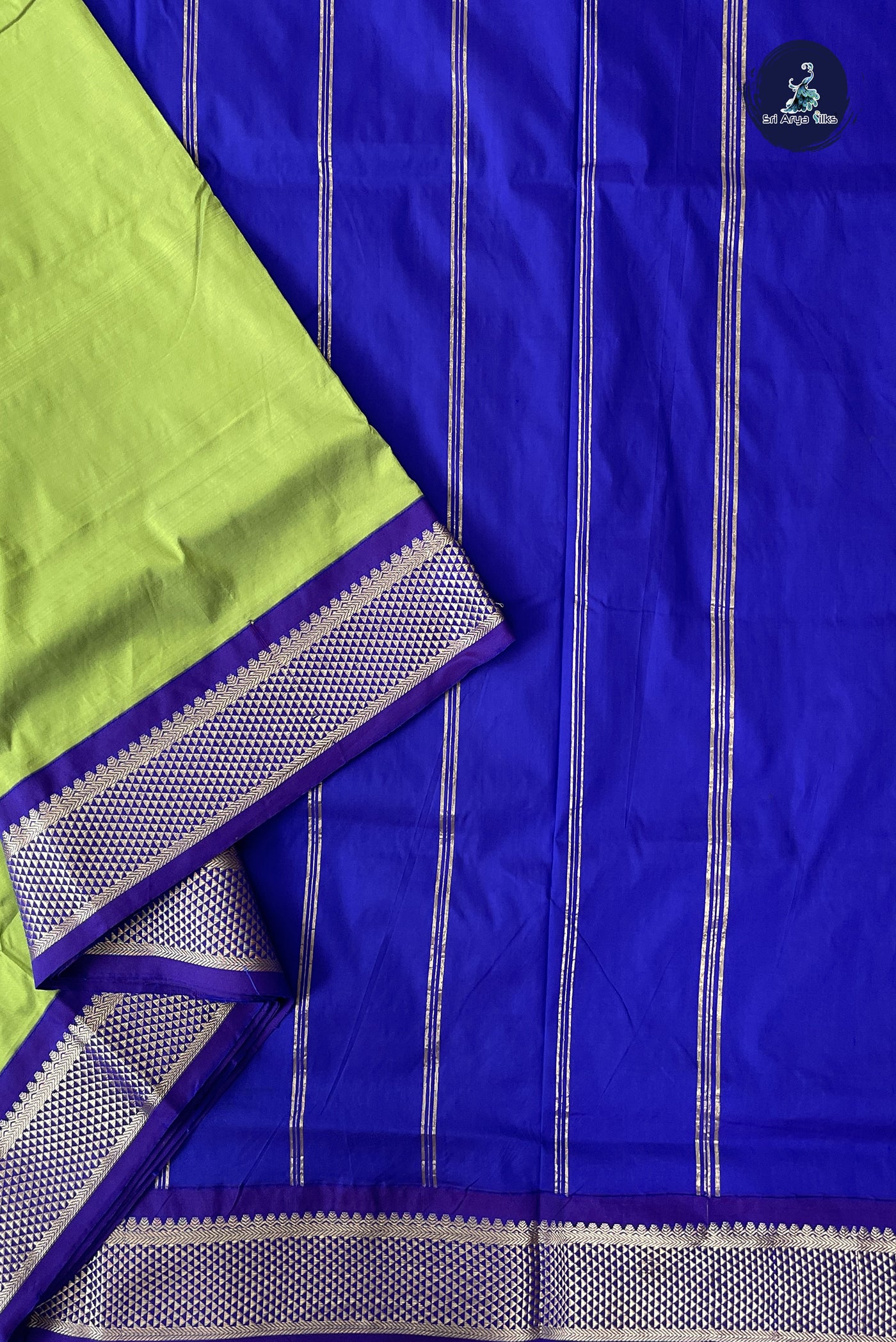 Light Green Madisar Semi Silk Saree With Plain Pattern