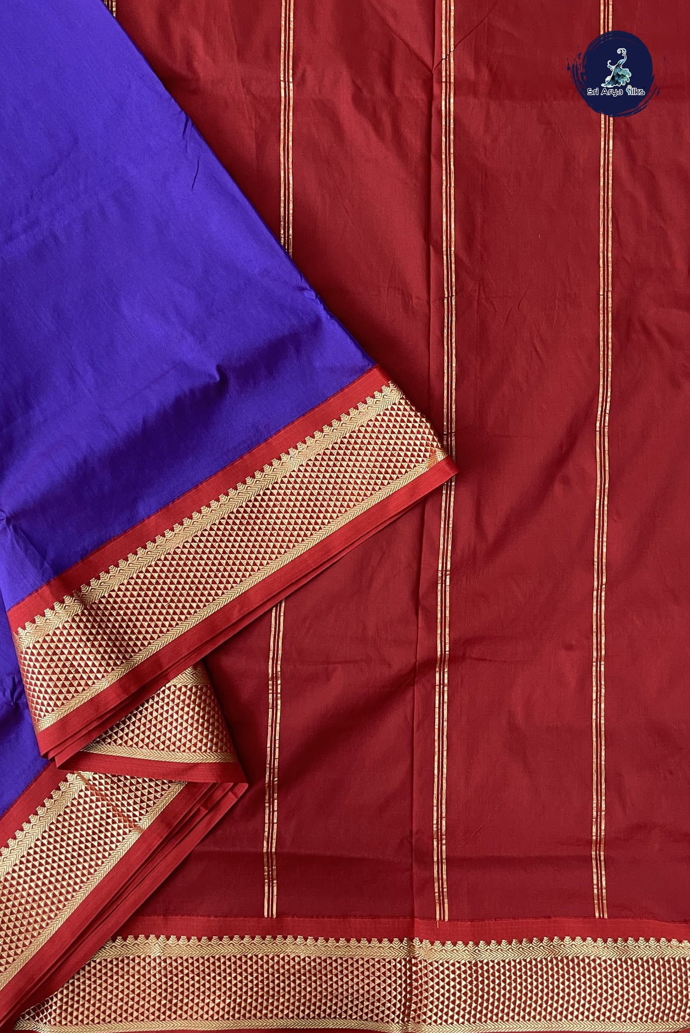 Violet Madisar Semi Silk Saree With Plain Pattern