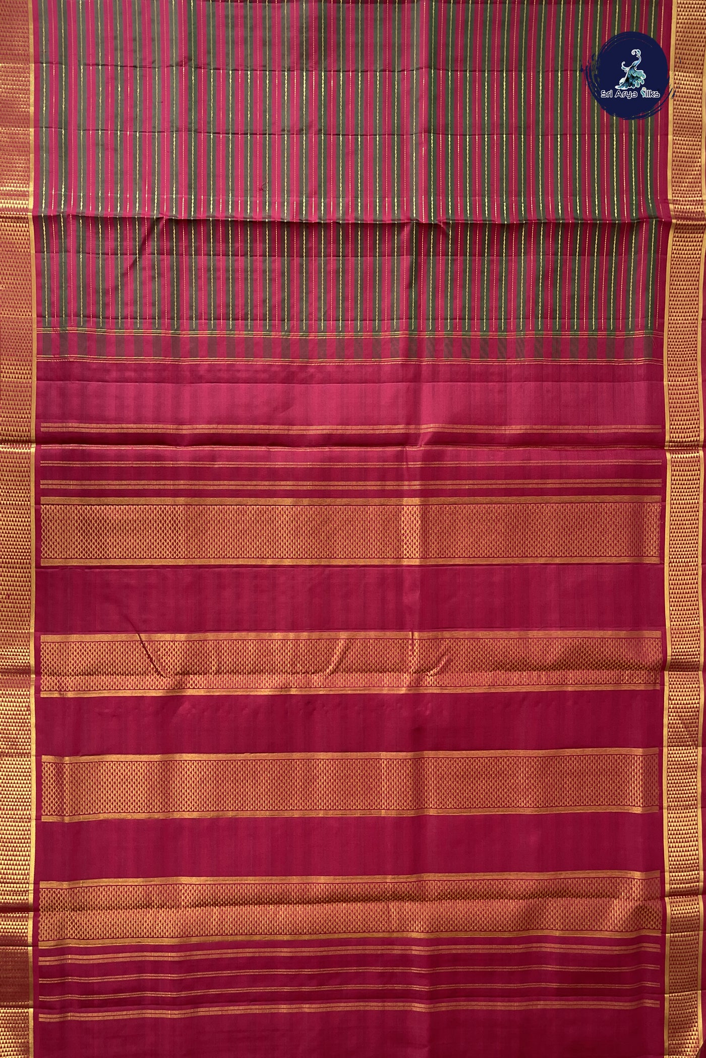 Multi Colour Madisar 10 Yards Silk Saree With Stripes Pattern