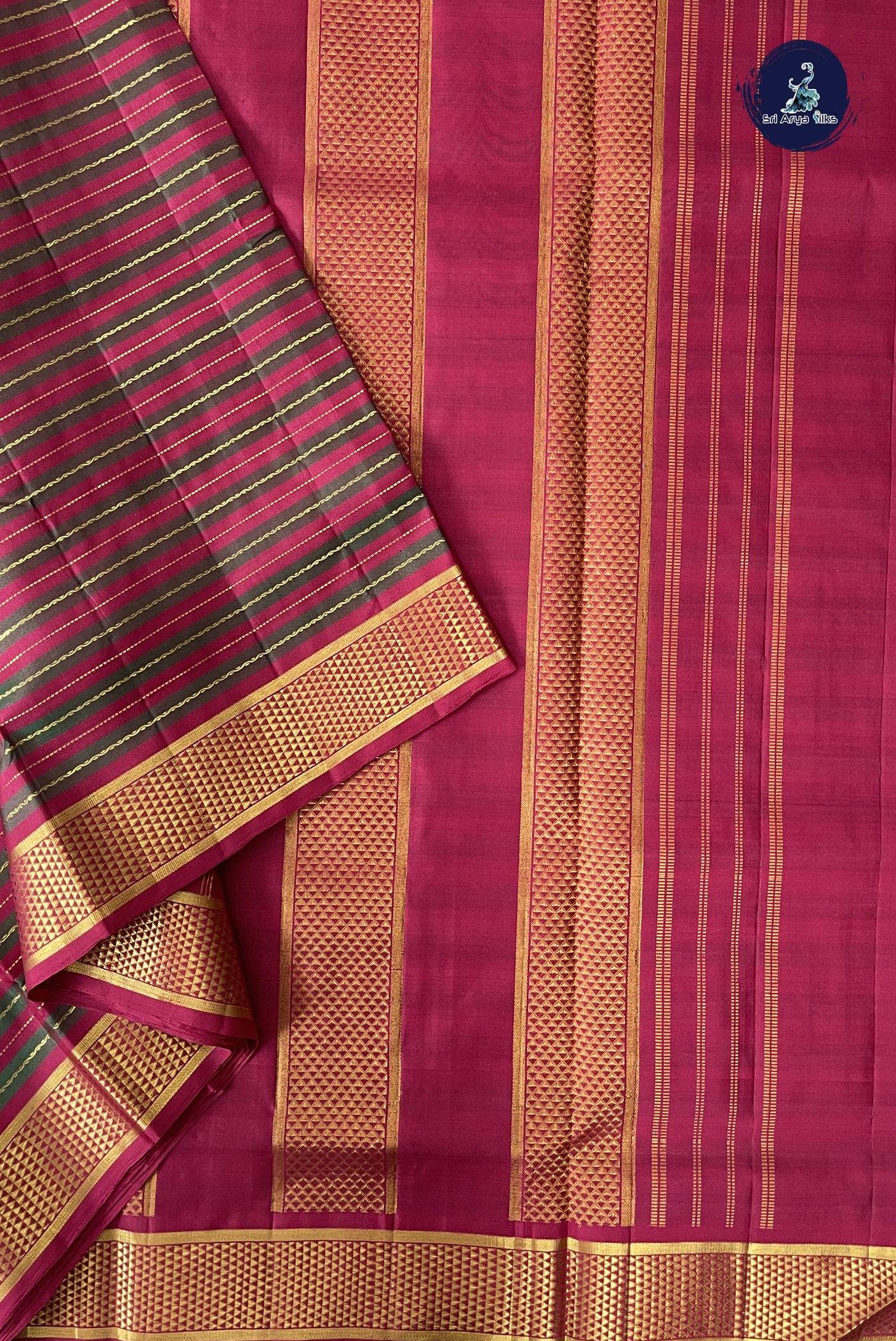Multi Colour Madisar 10 Yards Silk Saree With Stripes Pattern