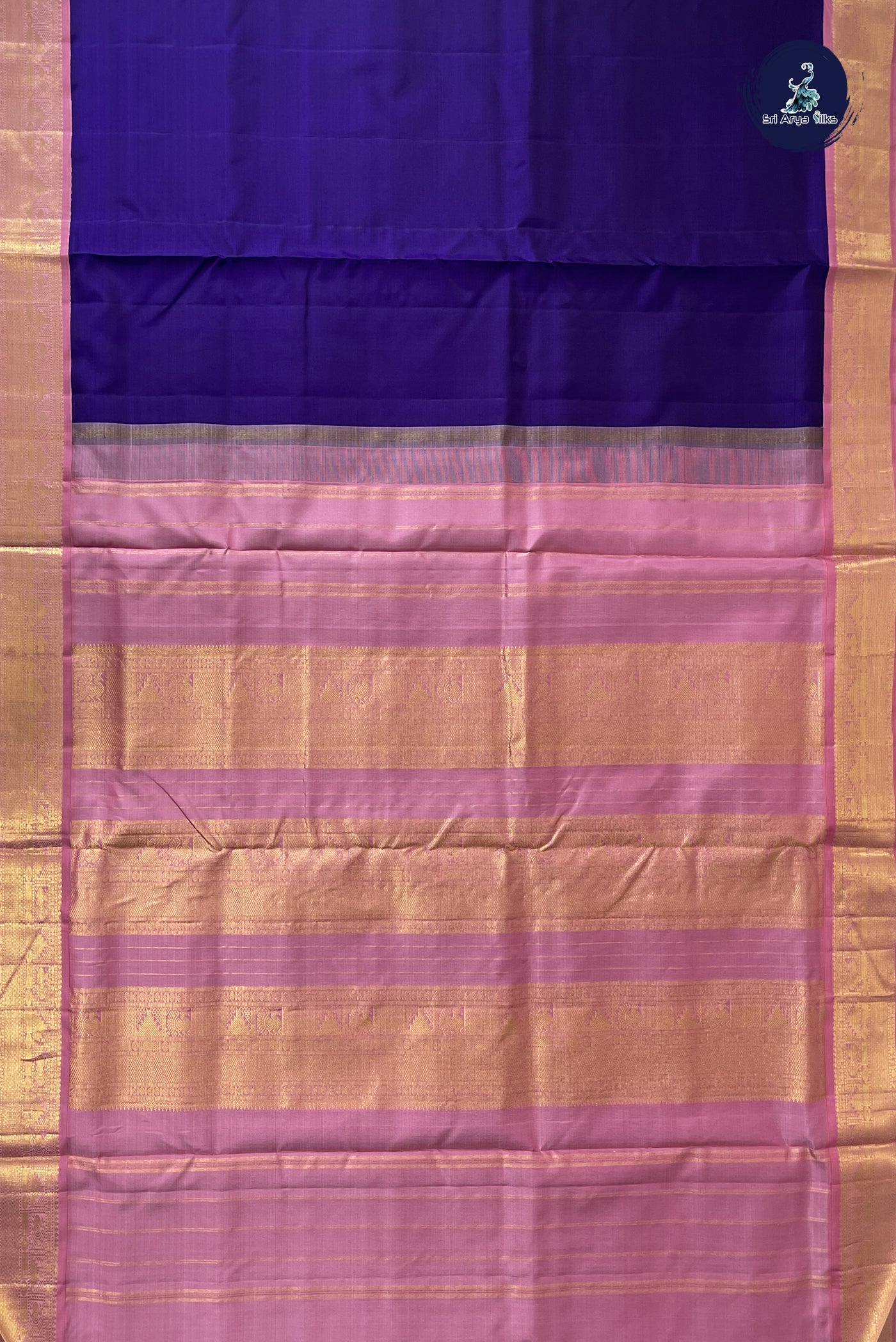Violet Madisar 10 Yards Silk Saree With Plain Pattern