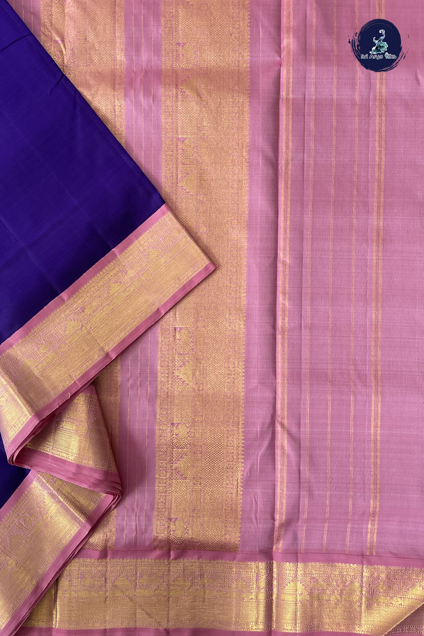 Violet Madisar 10 Yards Silk Saree With Plain Pattern