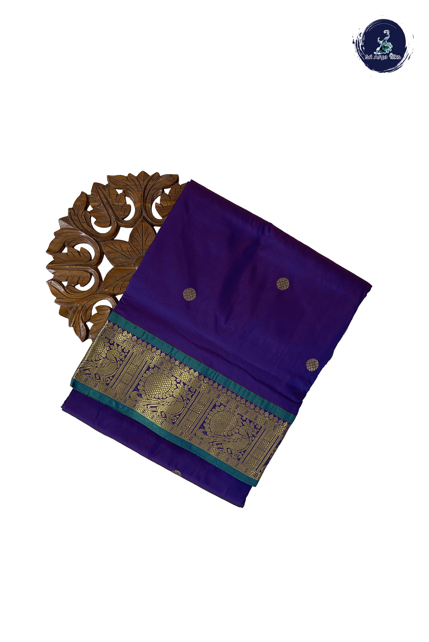 Dual Tone Violet 10 Yards Semi Silk With Zari Buttas Pattern