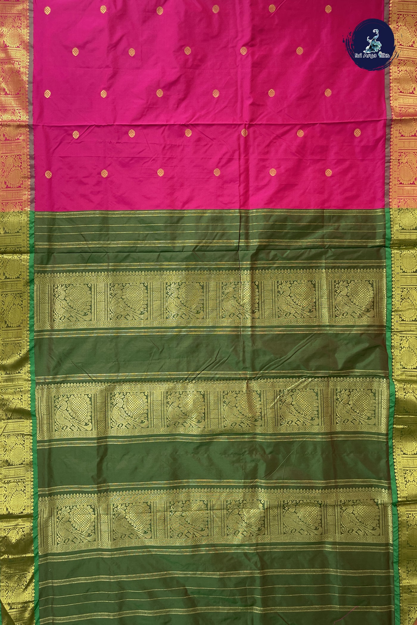 Pink 10 Yards Semi Silk With Zari Buttas Pattern