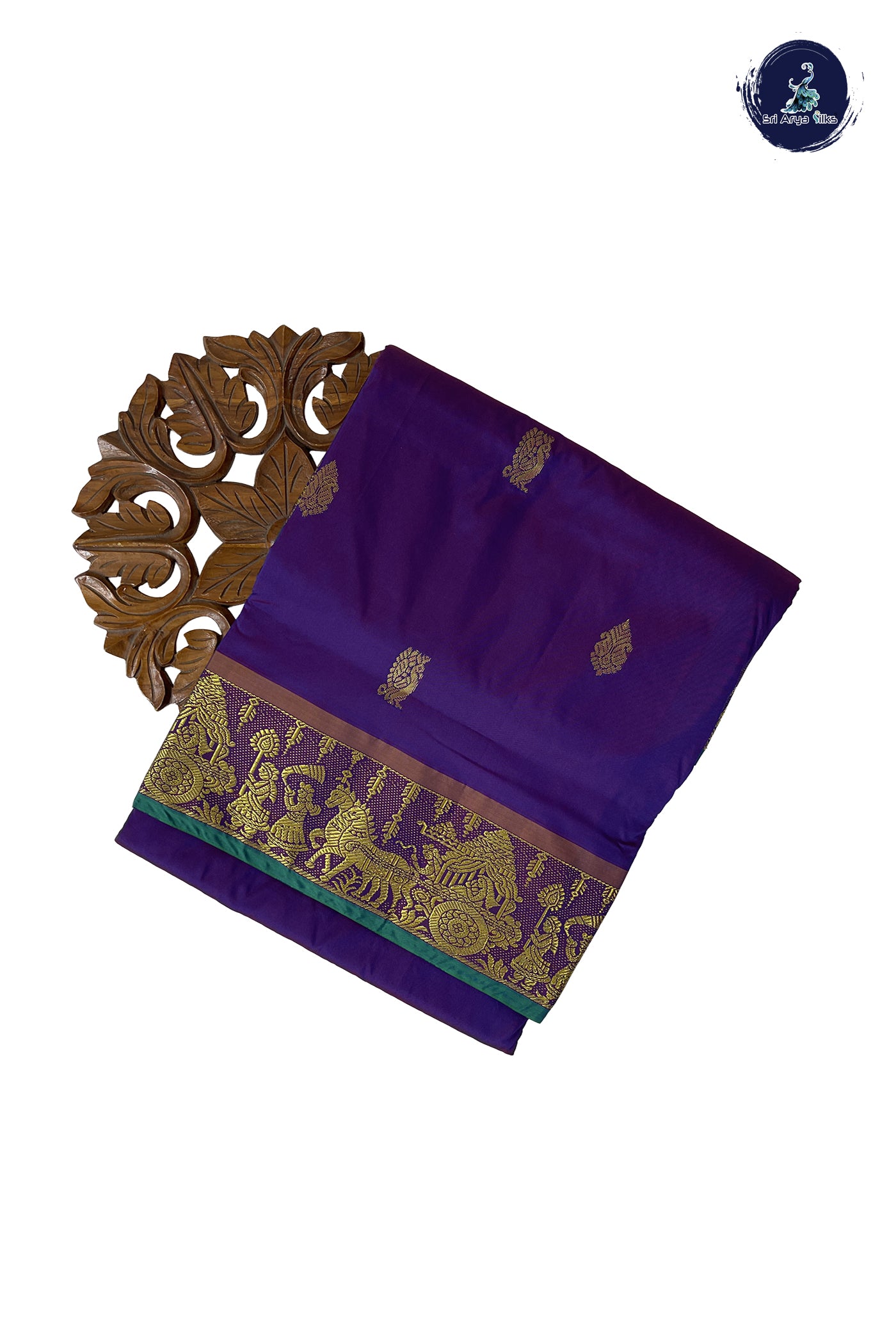 Dual Tone Purple 10 Yards Semi Silk With Zari Buttas Pattern