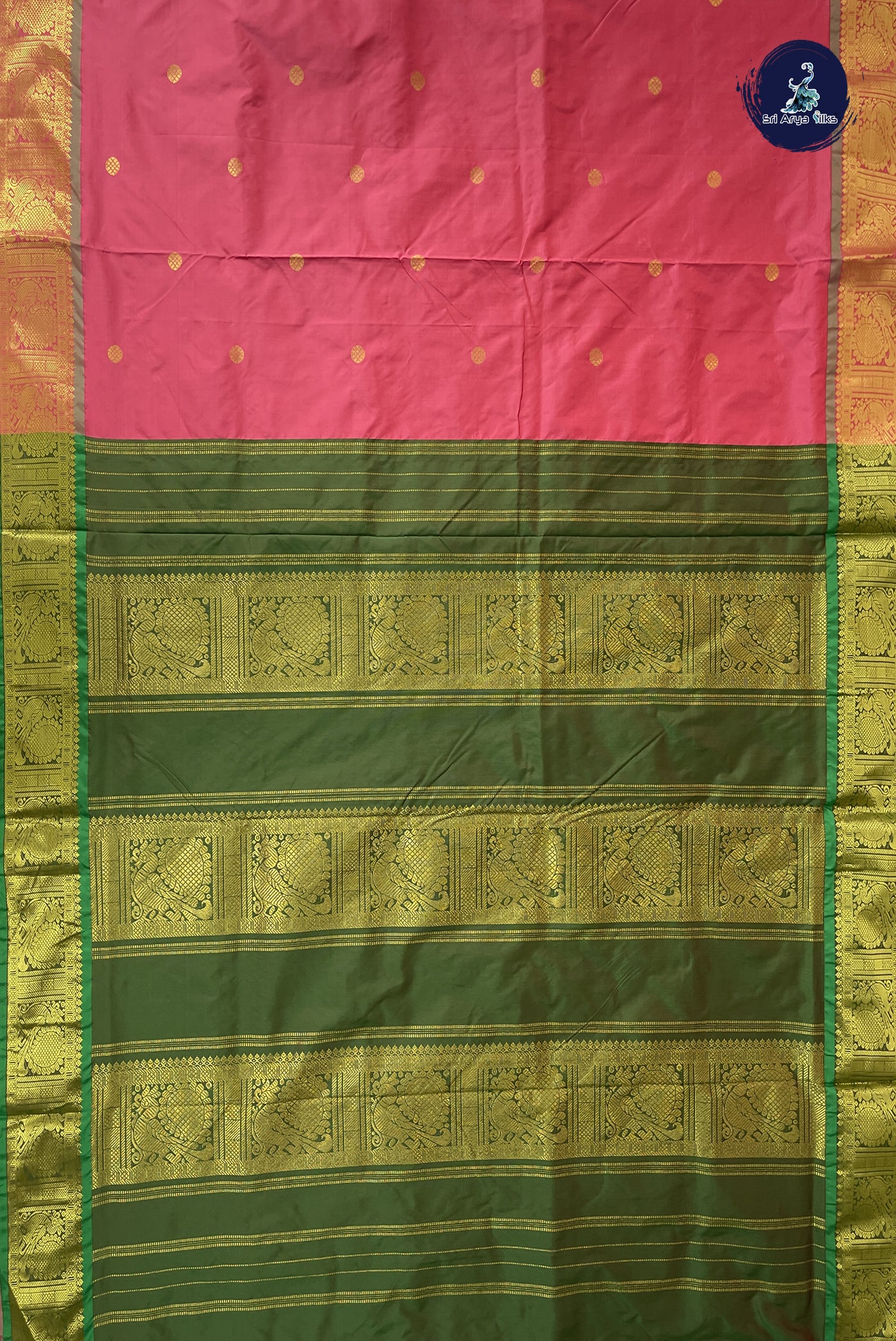 Peach Pink 10 Yards Semi Silk With Zari Buttas Pattern