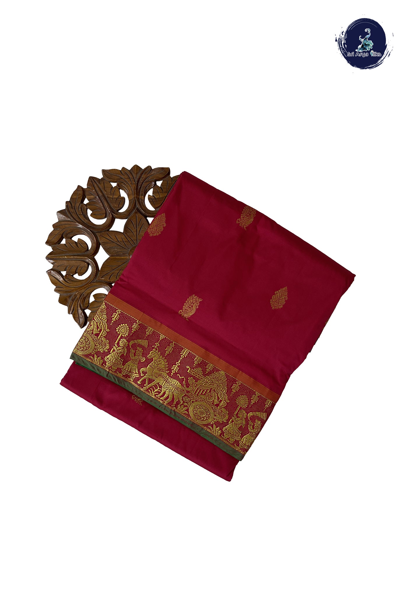 Maroon 10 Yards Semi Silk With Zari Buttas Pattern