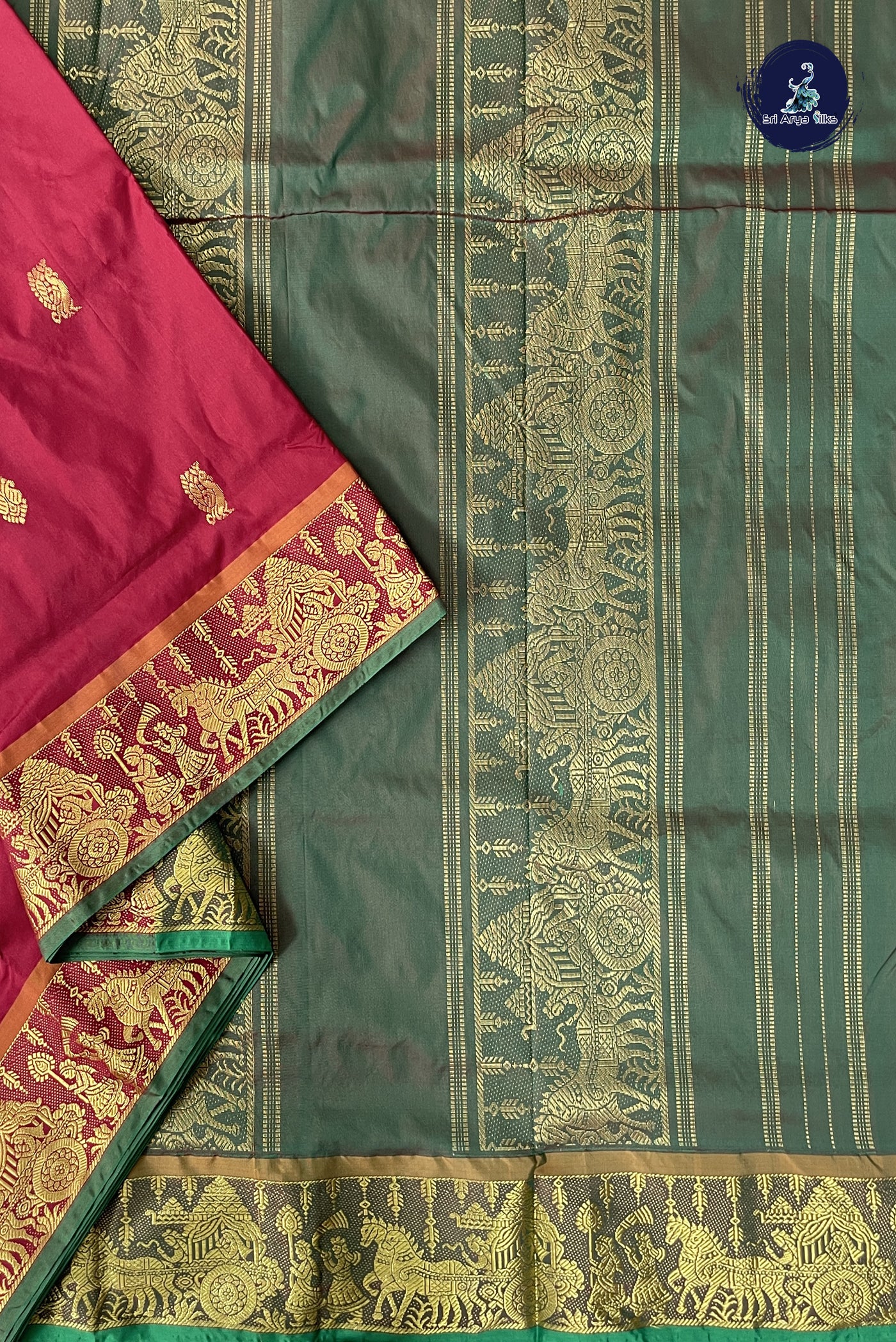 Brown 10 Yards Semi Silk With Zari Buttas Pattern
