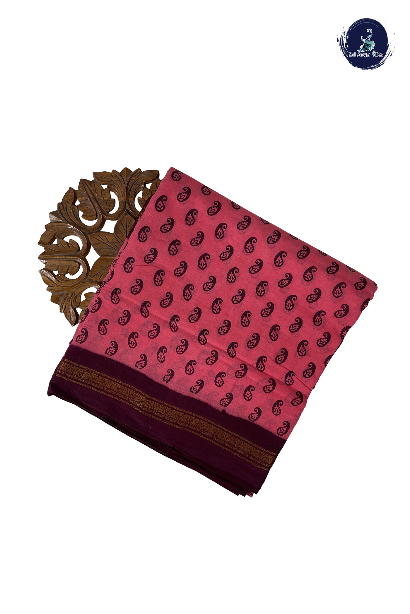 Pink Sugundi Cotton Madisar Saree With Printed Pattern