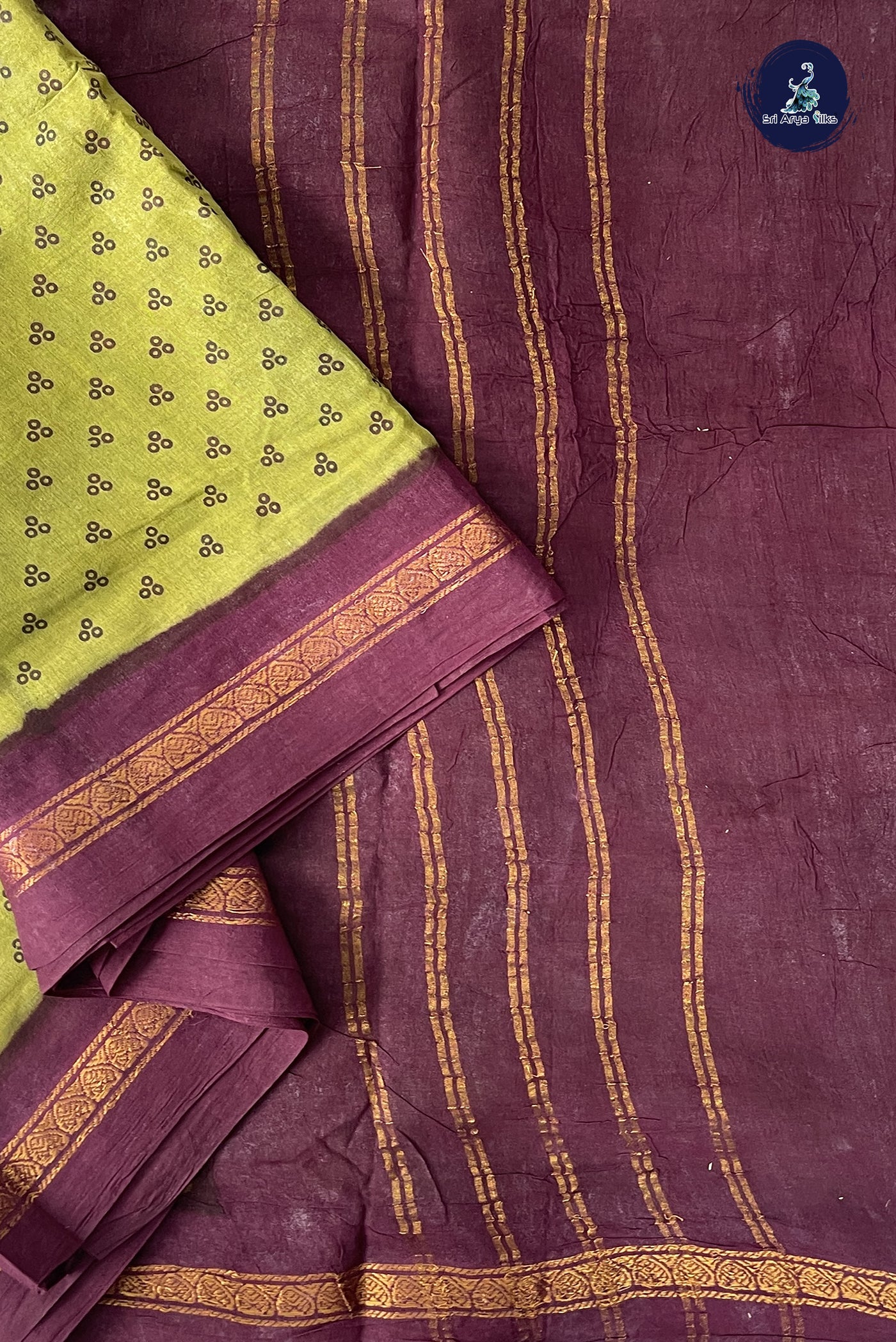Mehendi Green Sugundi Cotton Madisar Saree With Printed Pattern