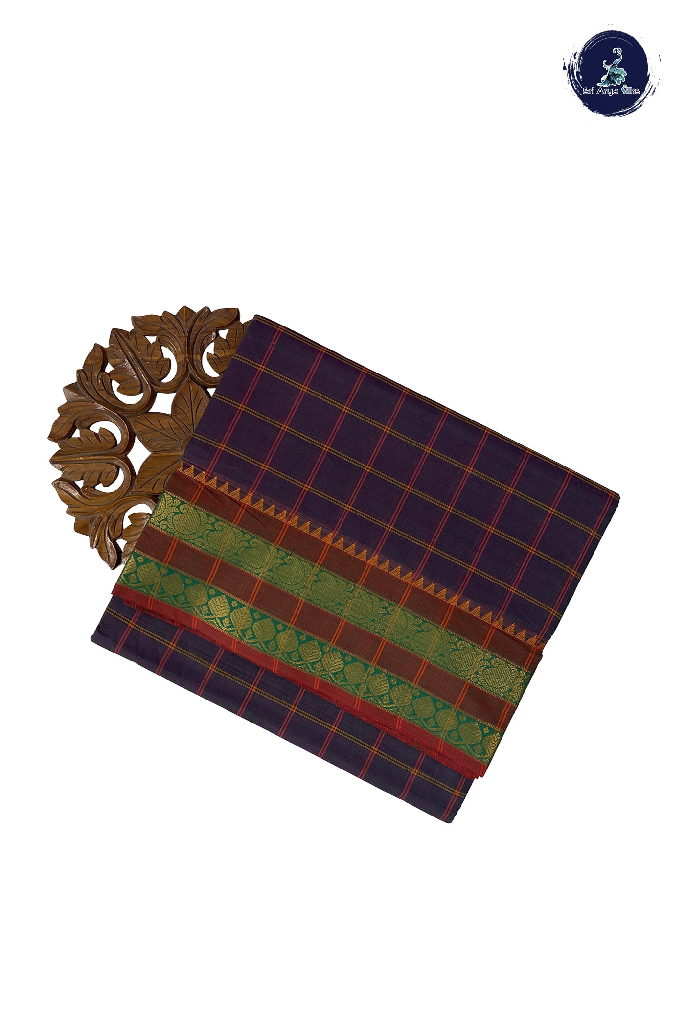 Dual Tone Blue Madisar Cotton Saree With Checked Pattern