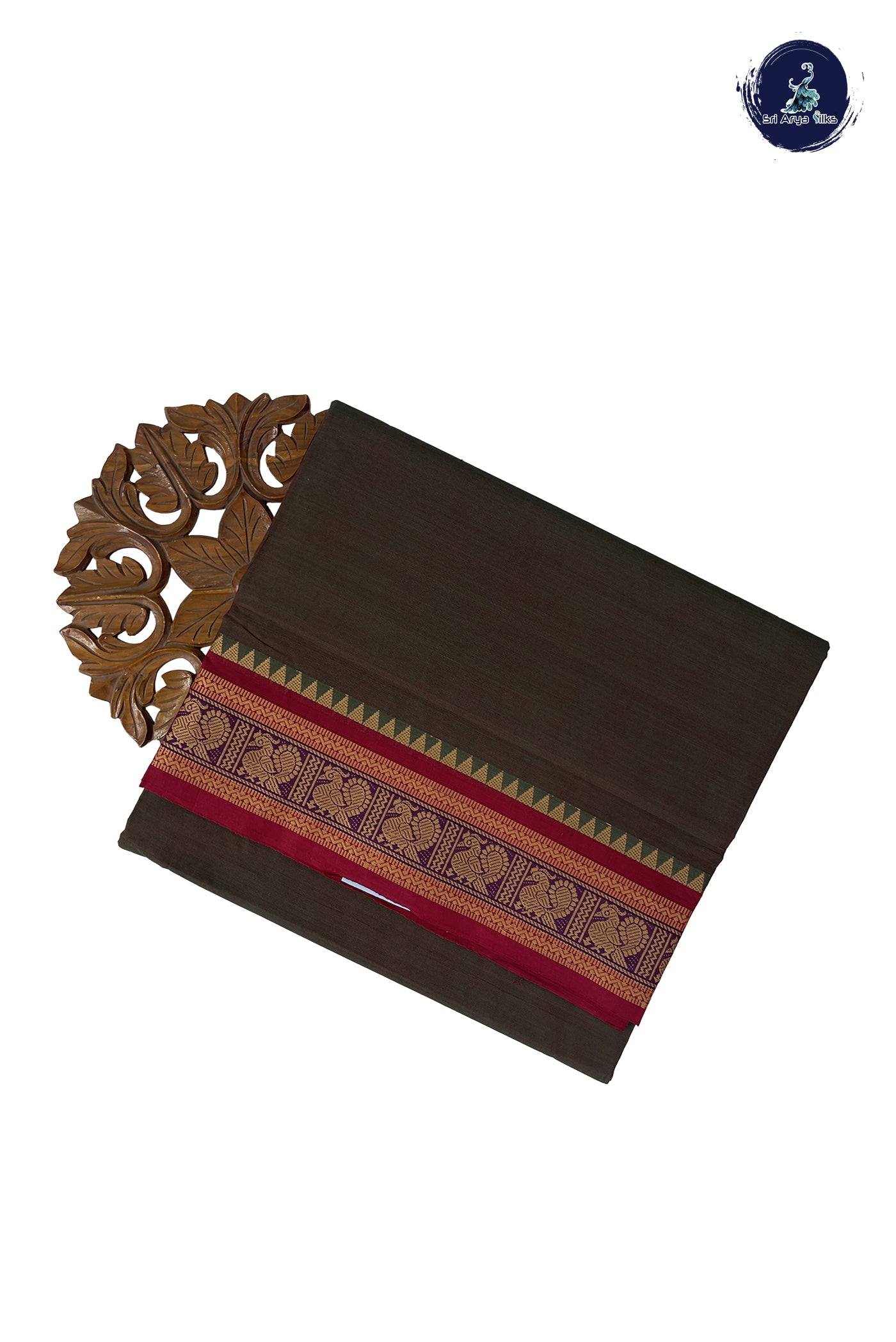Green Madisar Cotton Saree With Plain Pattern