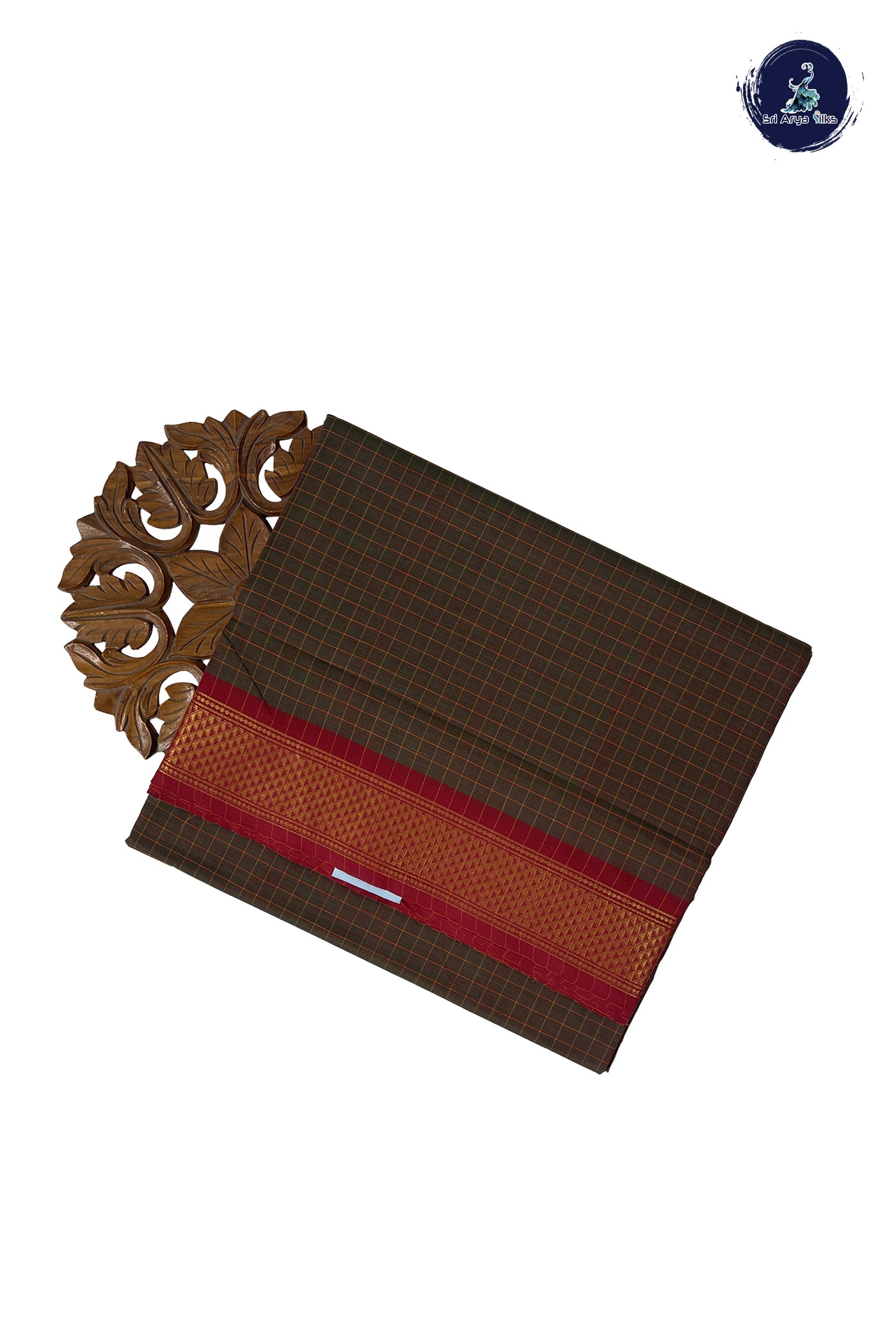 Dual Tone Green Madisar Cotton Saree With Checked Pattern