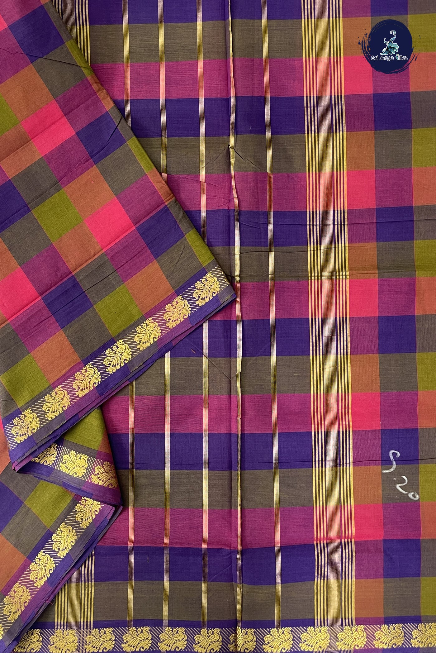Multi Colour Madisar Cotton Saree With Paalum Pazham Kattam Pattern