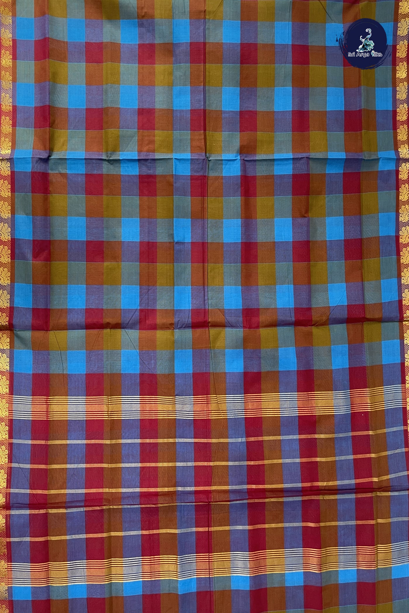 Multi Colour Madisar Cotton Saree With Paalum Pazham Kattam Pattern