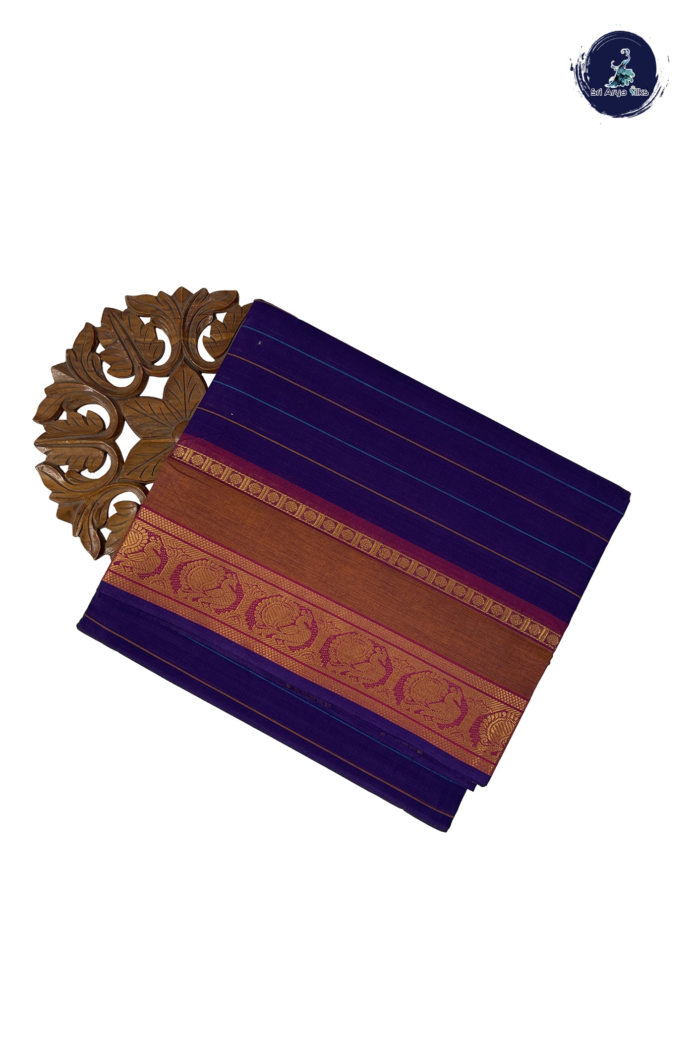 Violet Madisar Cotton Saree With Stripes Pattern