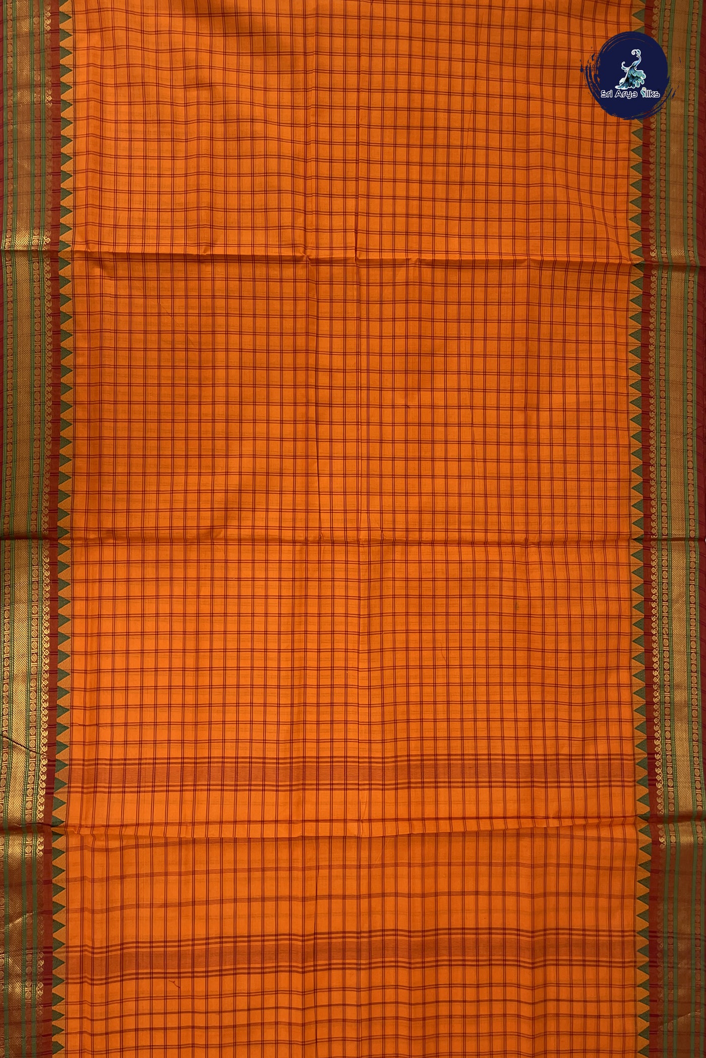 Yellow Madisar Cotton Saree With Checked Pattern