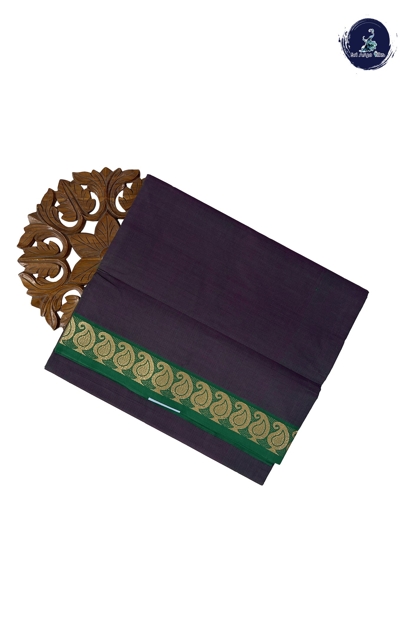 Bluish Green Madisar Cotton Saree With Plain Pattern