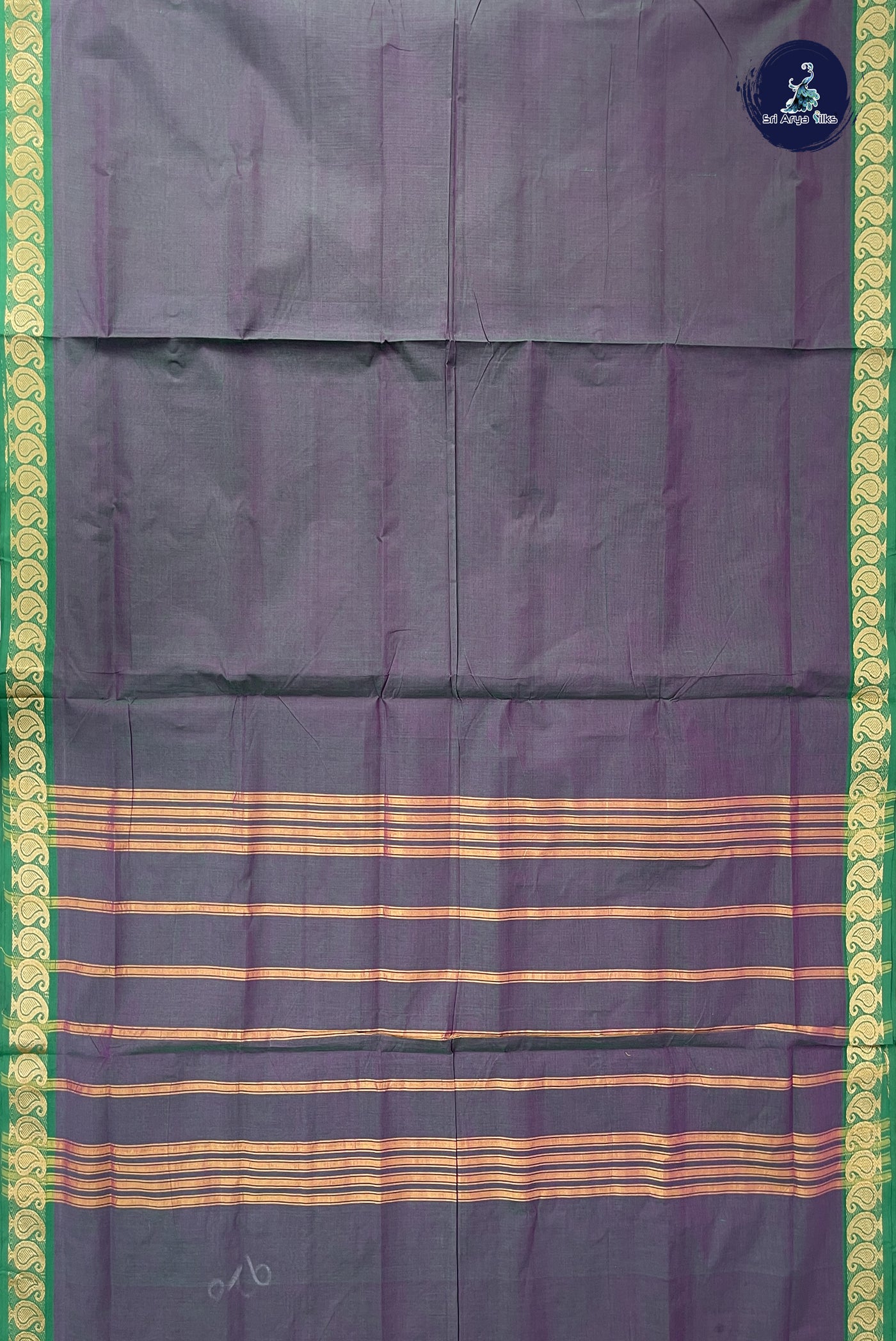 Bluish Green Madisar Cotton Saree With Plain Pattern