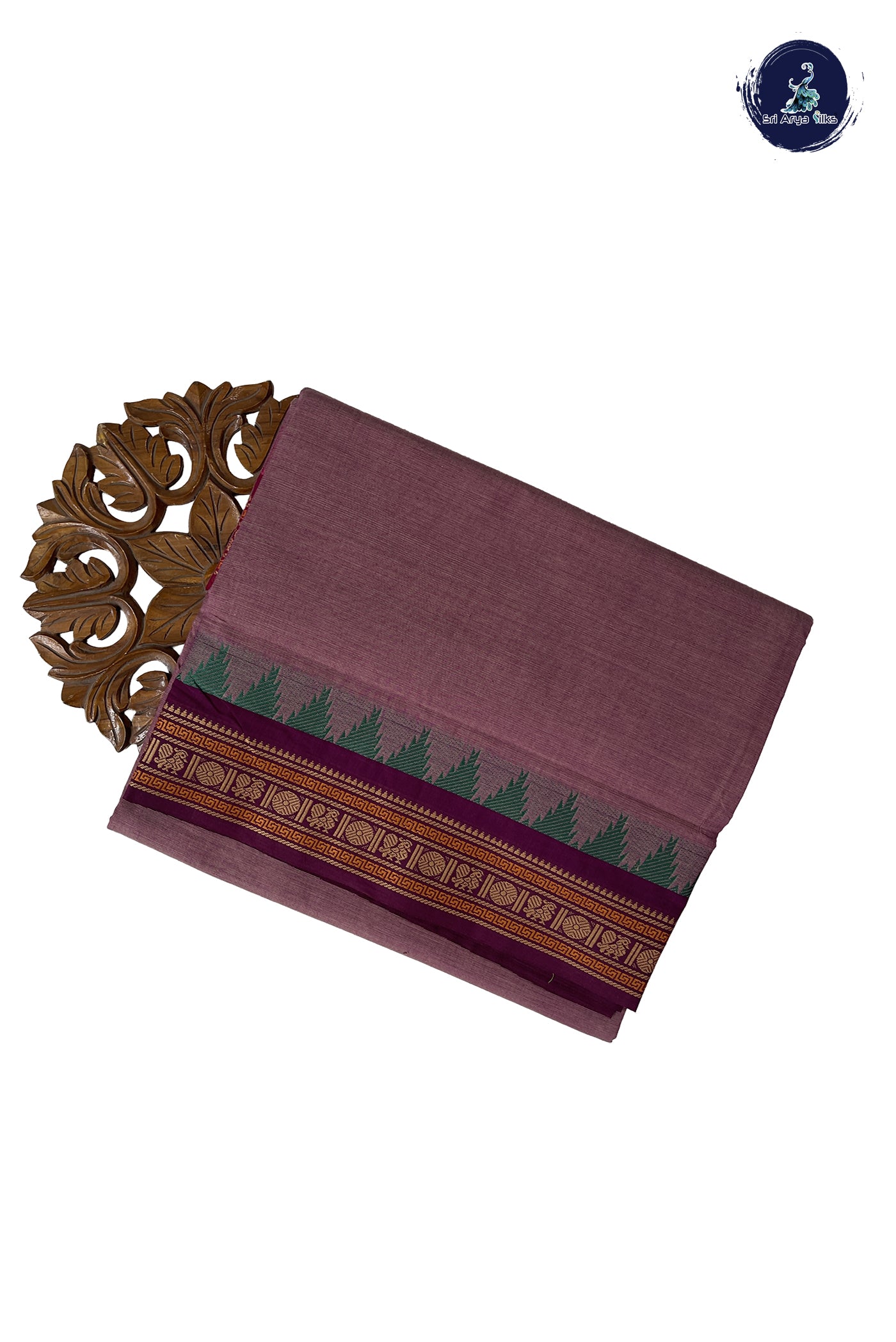 Light Pink Madisar Cotton Saree With Plain Pattern
