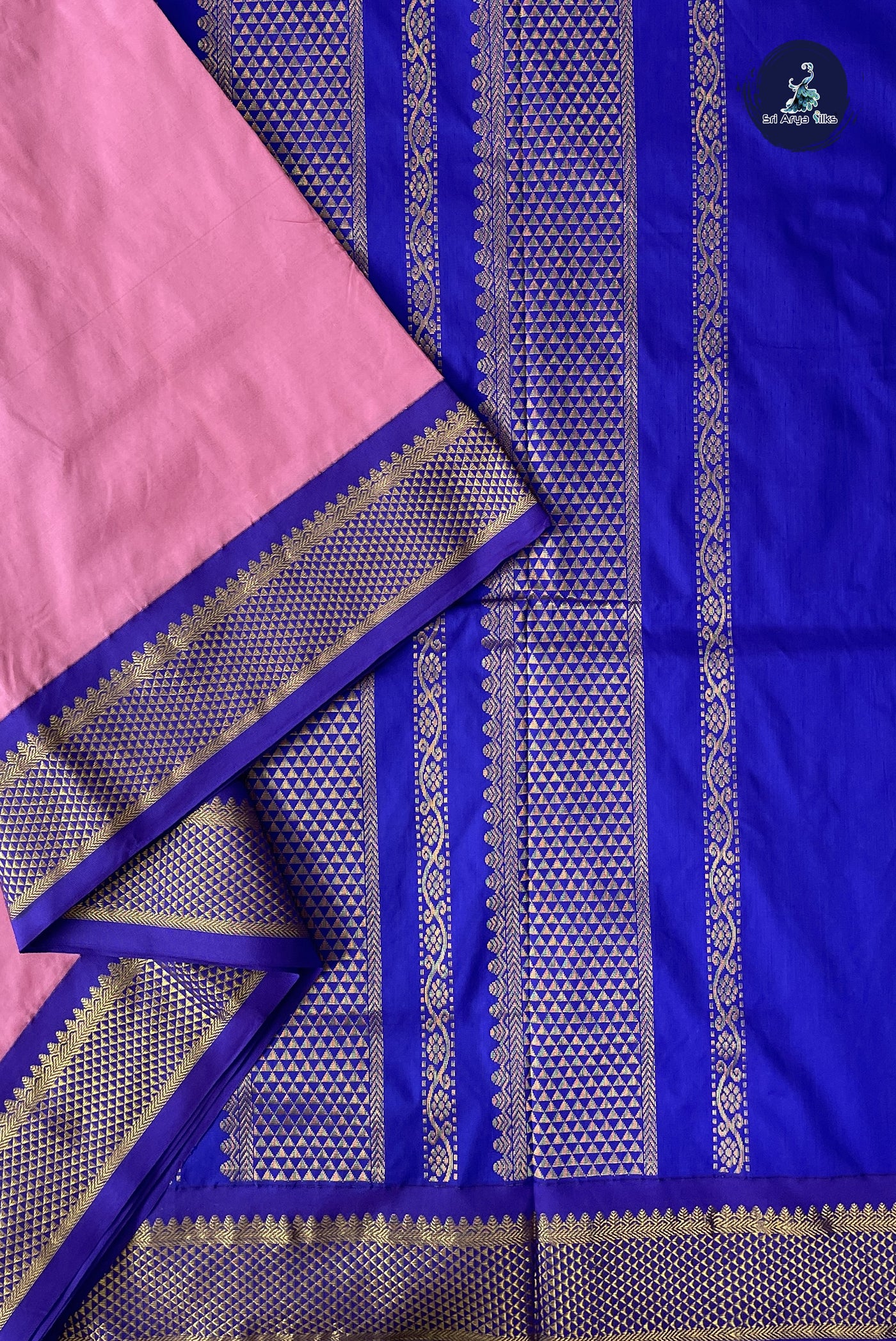 Lotus Pink Madisar Semi Silk Saree With Plain Pattern
