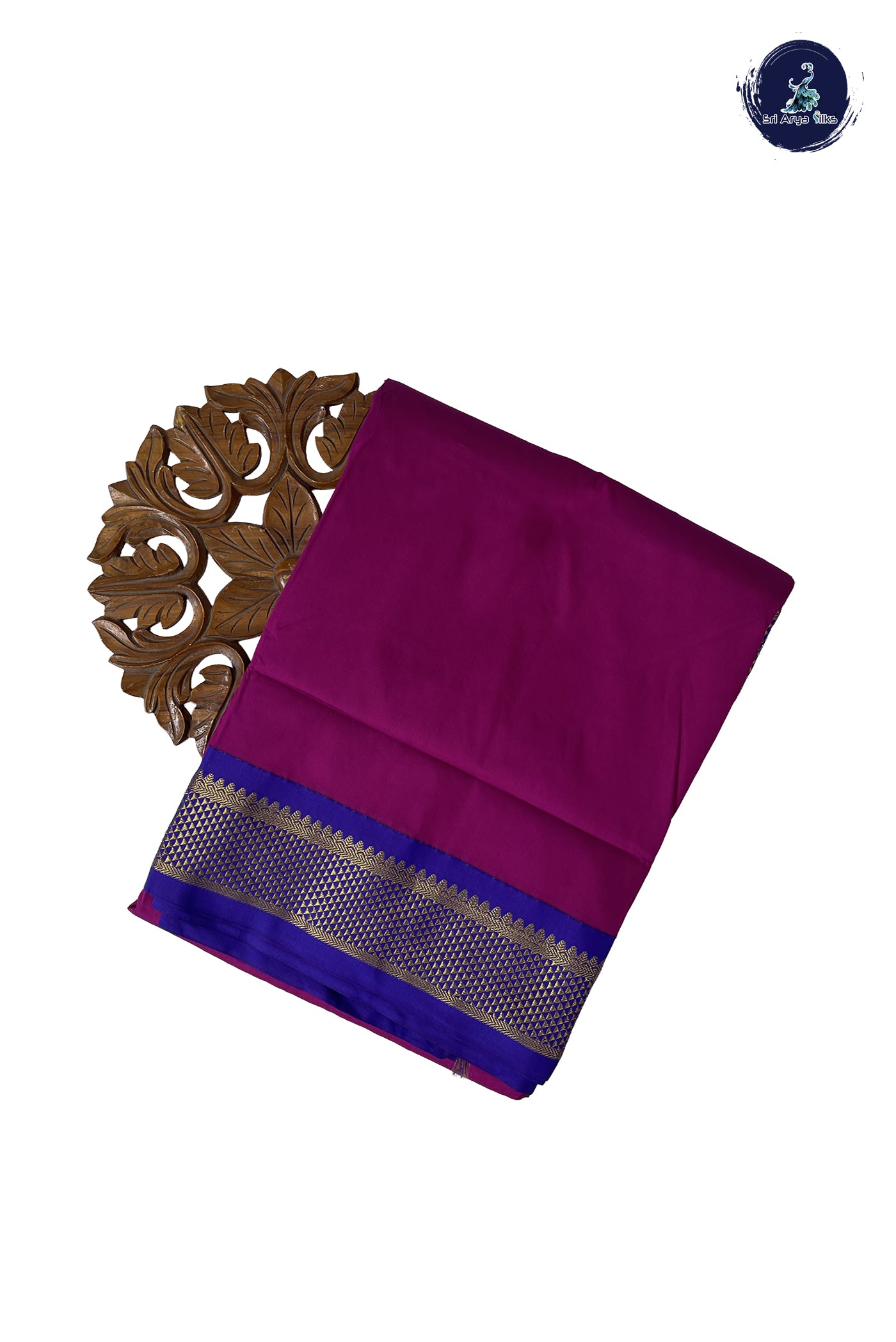 Purple Madisar Semi Silk Saree With Plain Pattern
