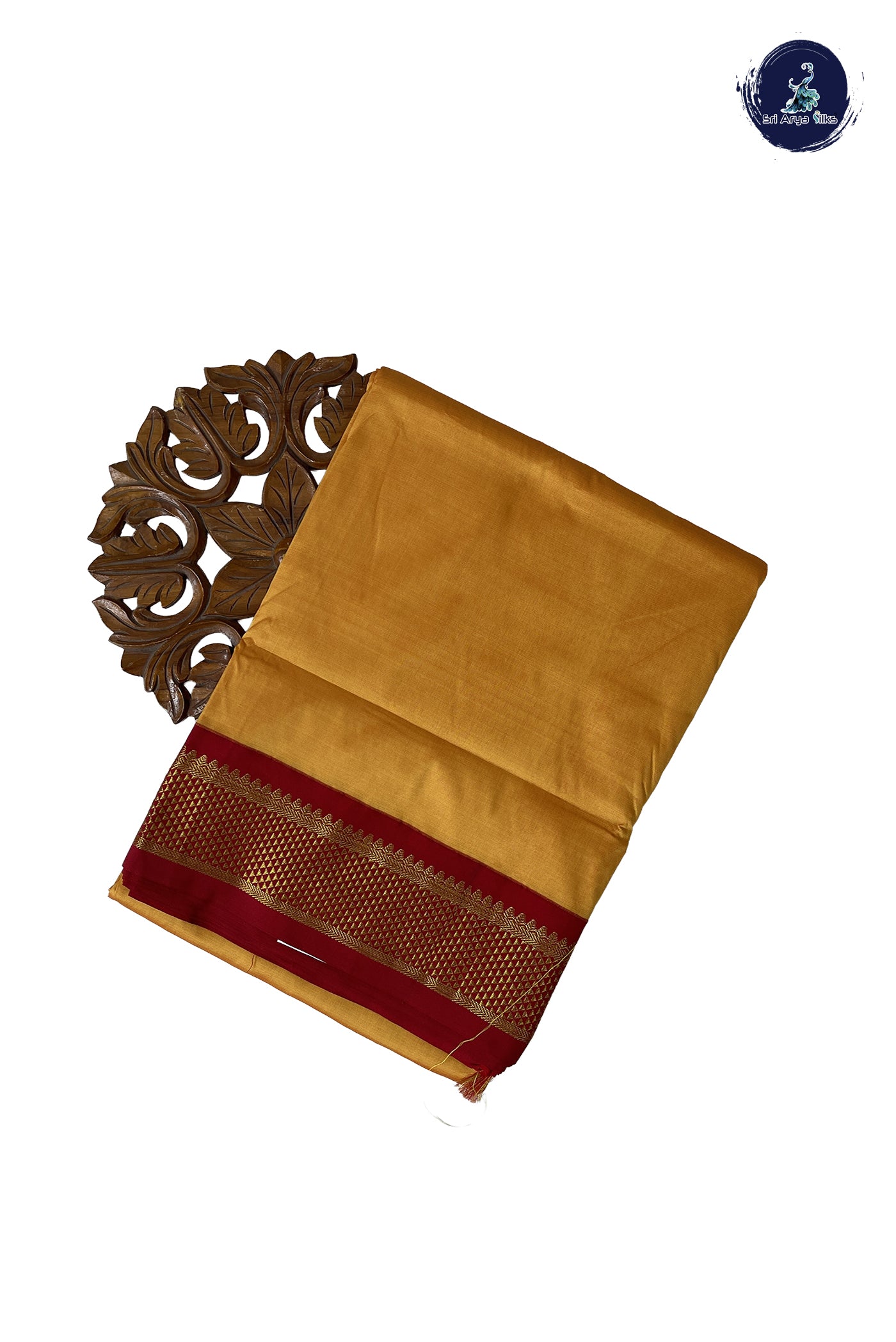 Yellow Madisar Semi Silk Saree With Plain Pattern
