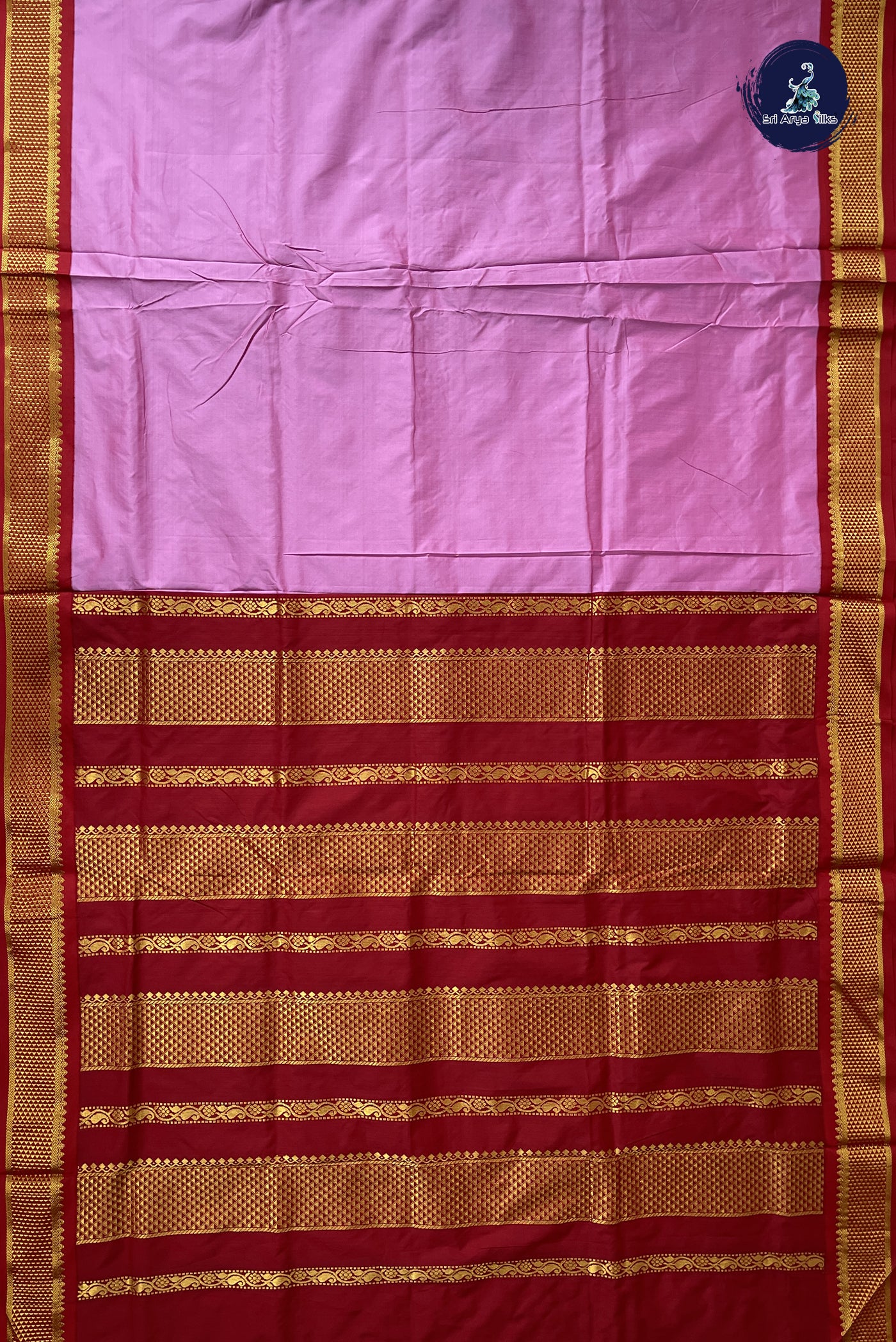 Pink Madisar Semi Silk Saree With Plain Pattern