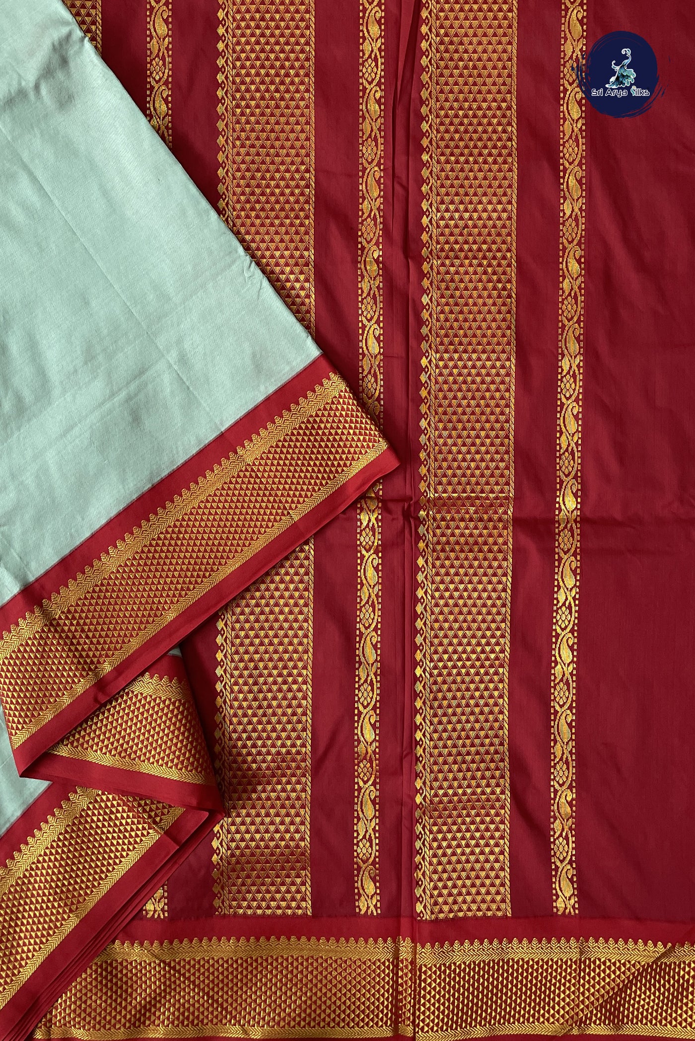 Pastel Shade Madisar Semi Silk Saree With Plain Pattern
