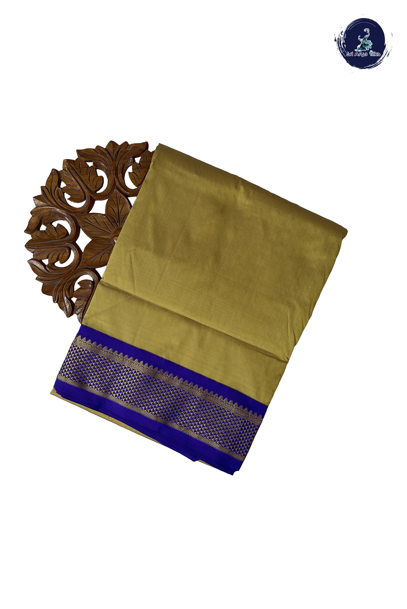 Yellowish Green Madisar Semi Silk Saree With Plain Pattern