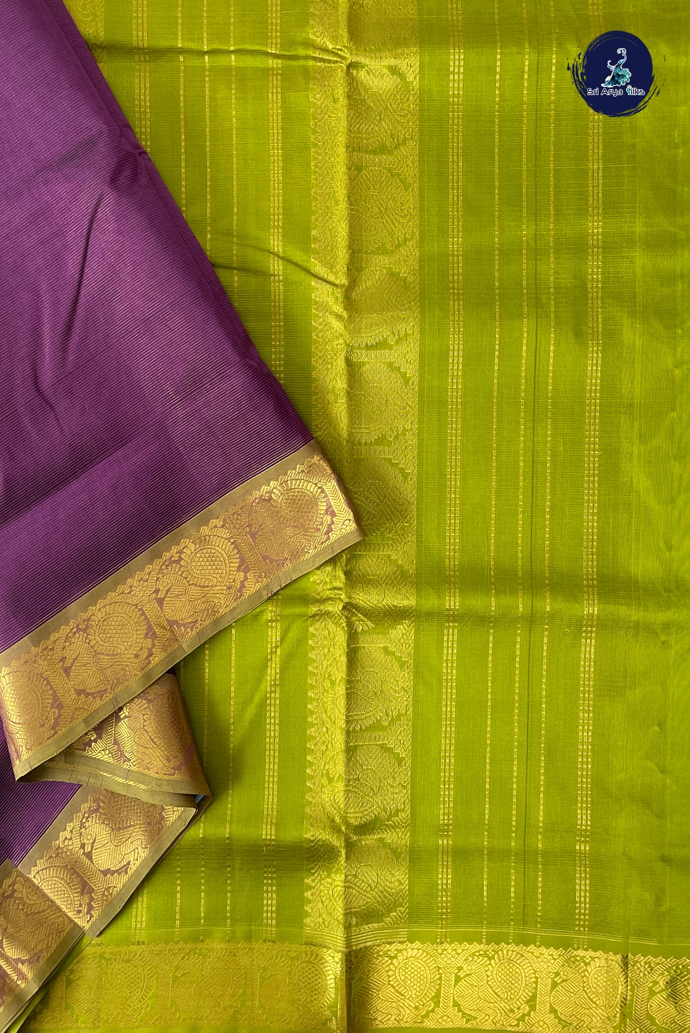 Purple Madisar Silk Cotton Saree With Vaira Oosi Pattern