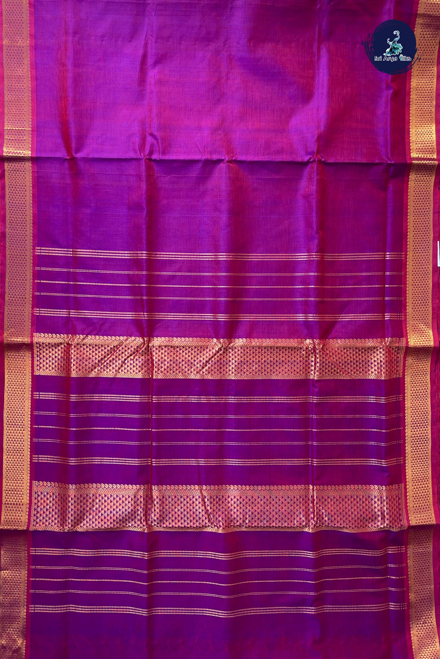Dual Tone Purple Madisar Silk Cotton Saree With Plain Pattern