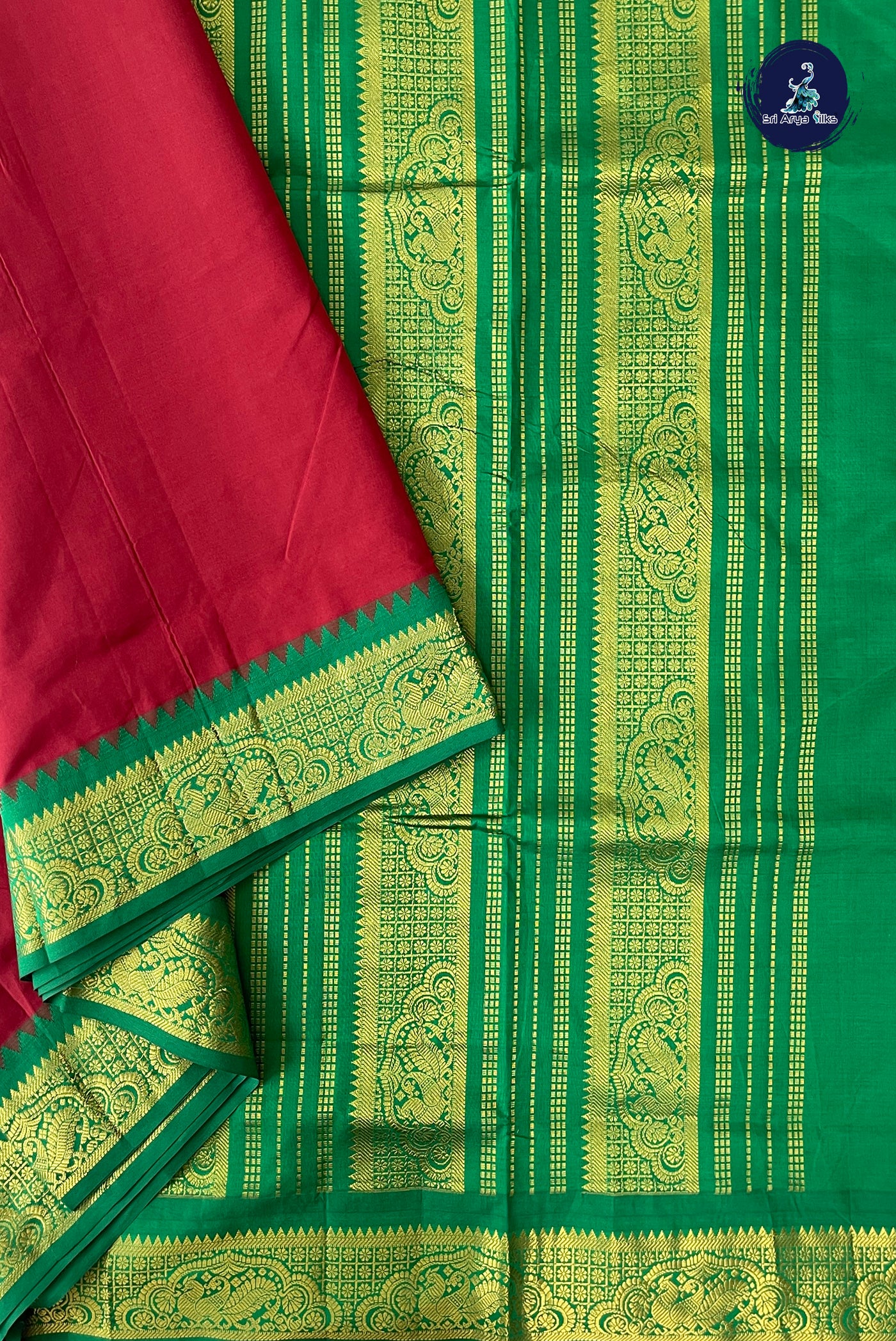 Arakku Half Pure Madisar Silk Cotton Saree With Plain Pattern