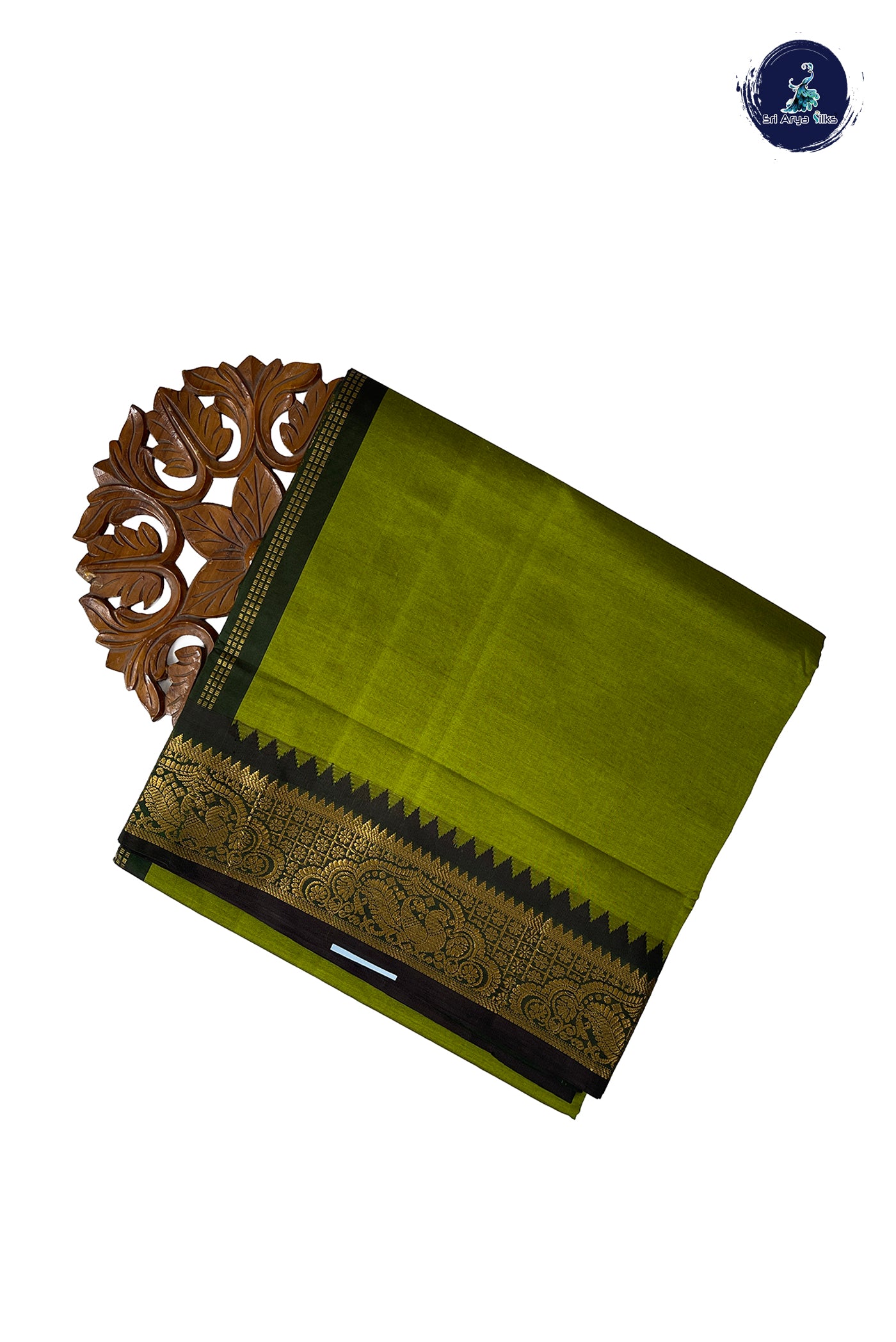 Light Green Half Pure Madisar Silk Cotton Saree With Plain Pattern