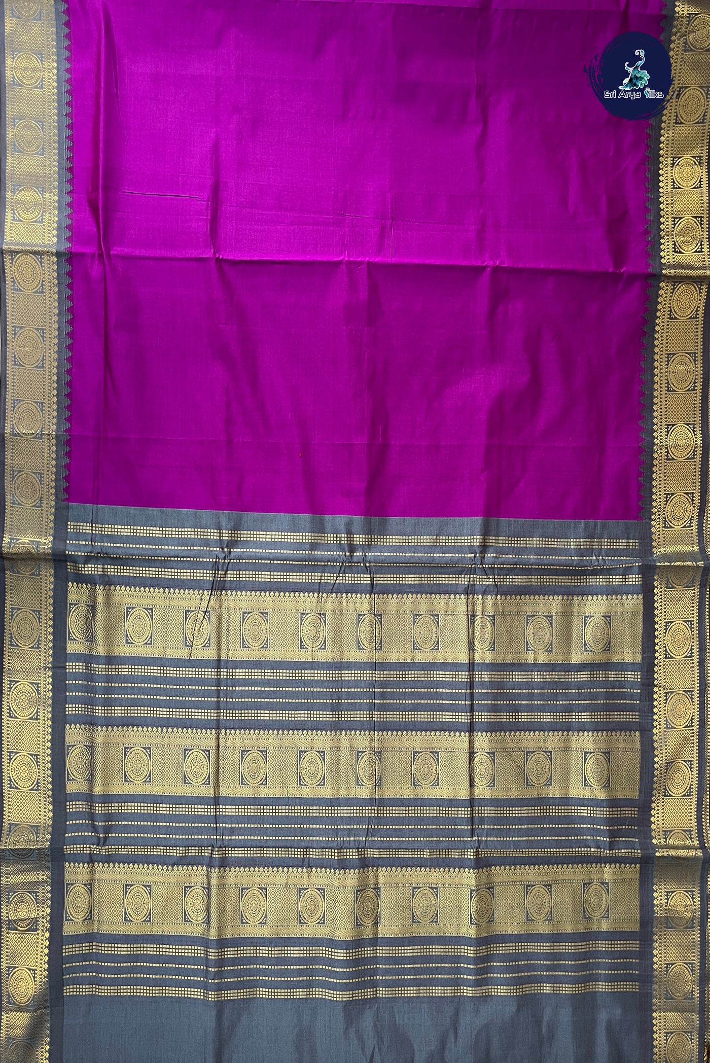 Vadamalli Half Pure Madisar Silk Cotton Saree With Plain Pattern
