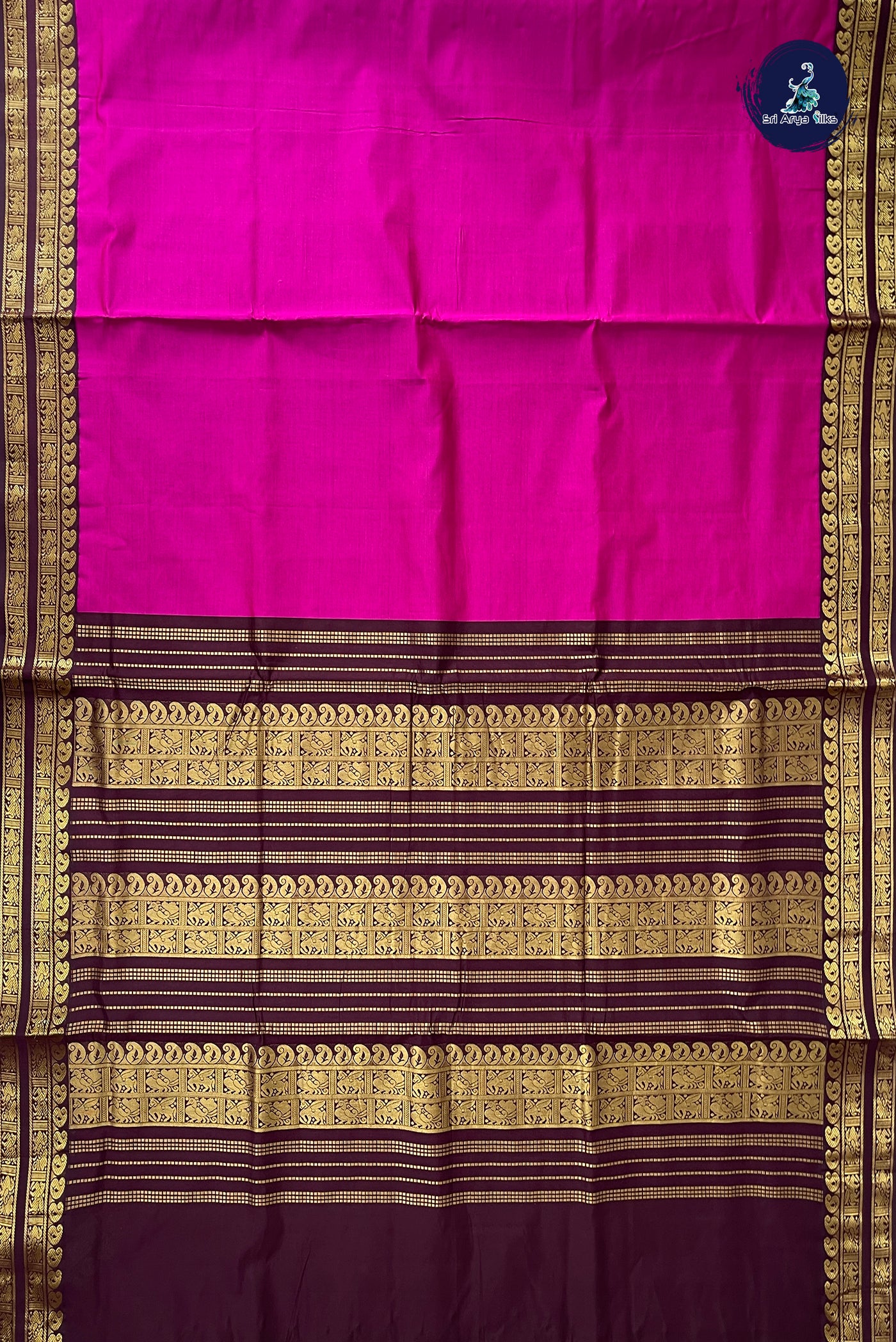 Pink Half Pure Madisar Silk Cotton Saree With Plain Pattern