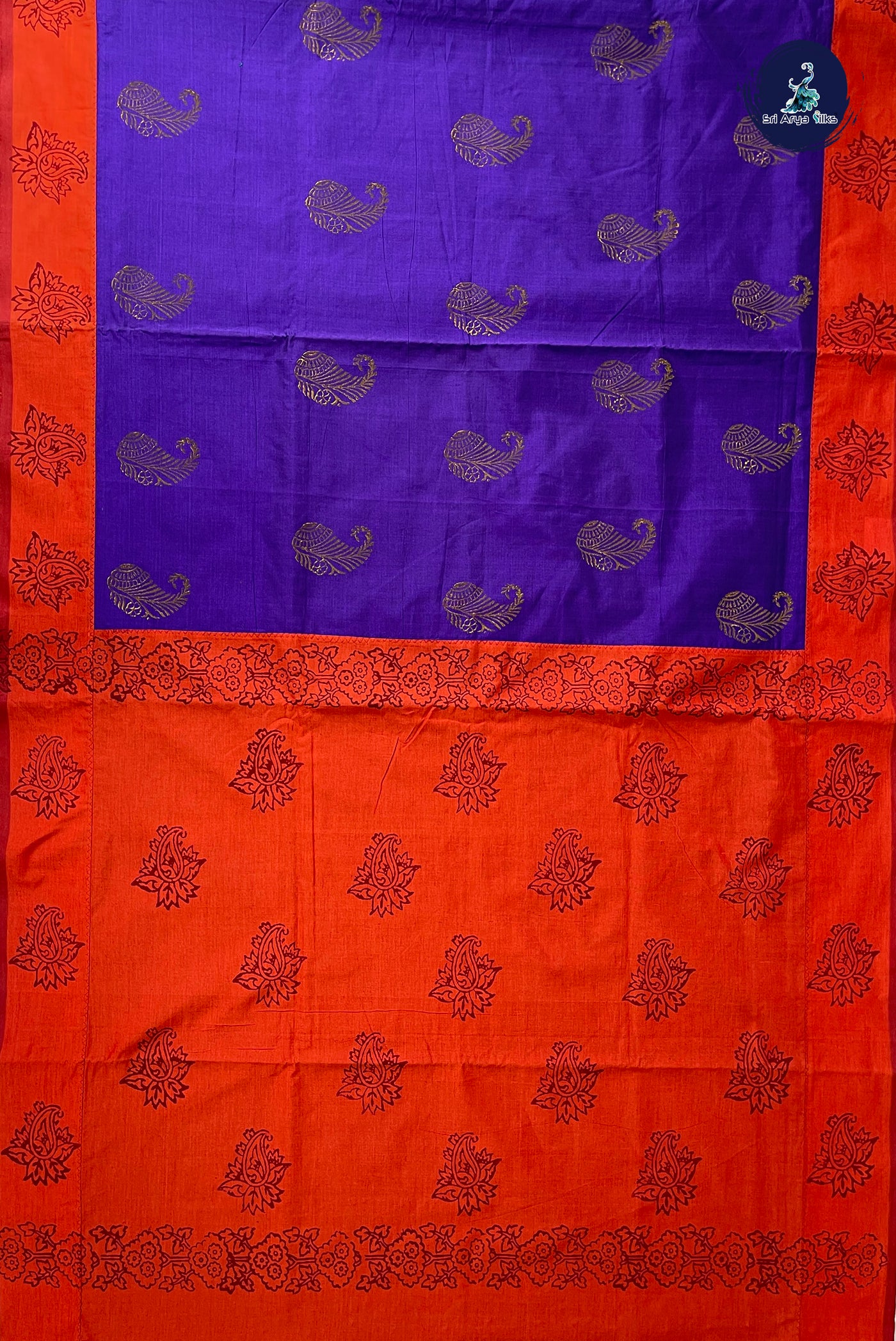 Violet Madisar Semi Silk Cotton Saree With Printed Pattern