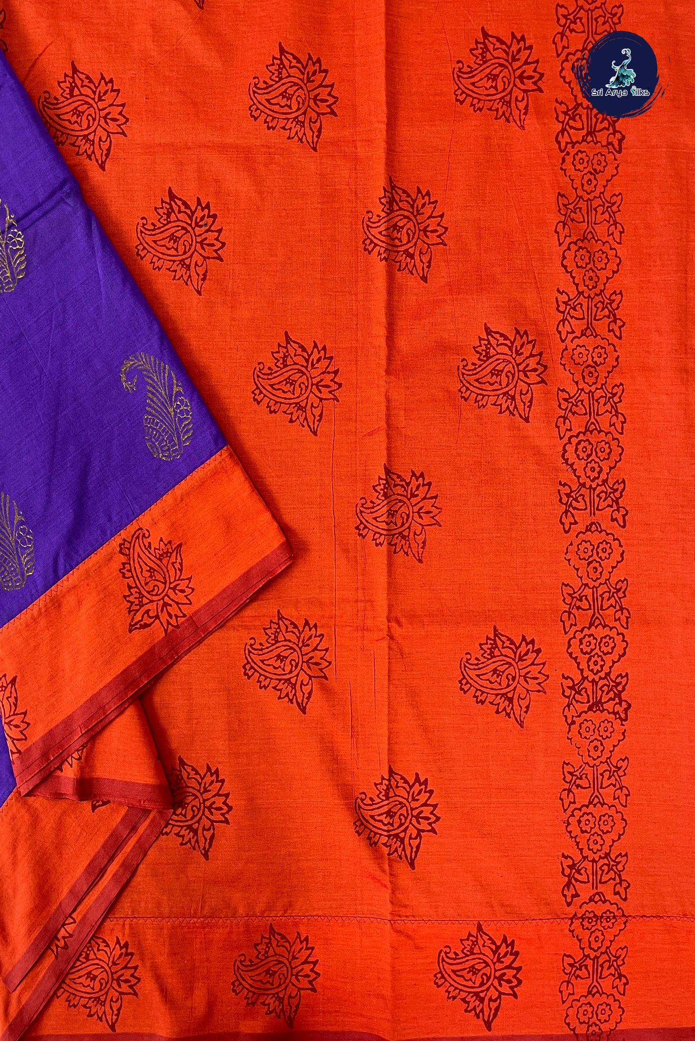 Violet Madisar Semi Silk Cotton Saree With Printed Pattern