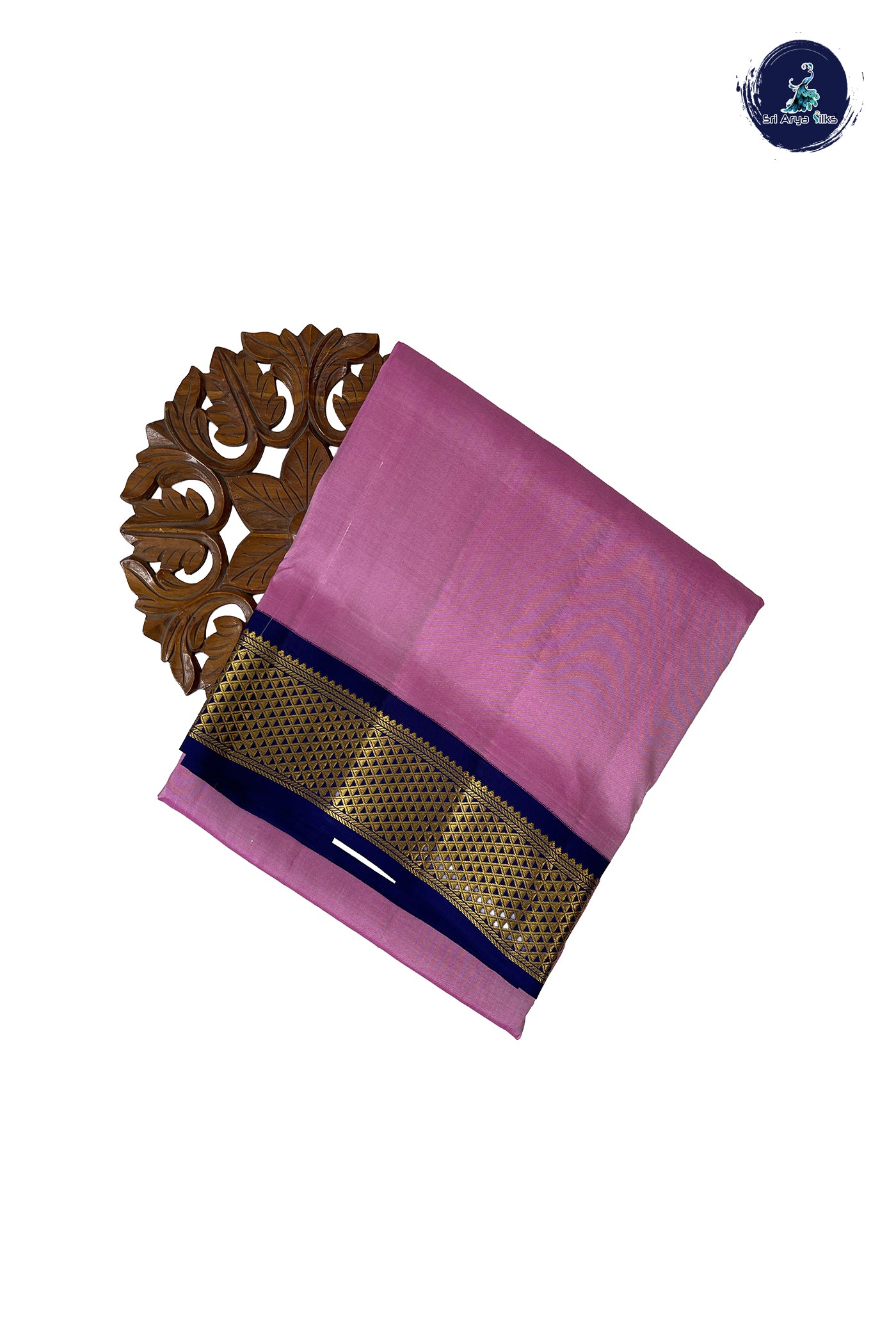 Lotus Pink Madisar 10 Yards Silk Saree With Plain Pattern