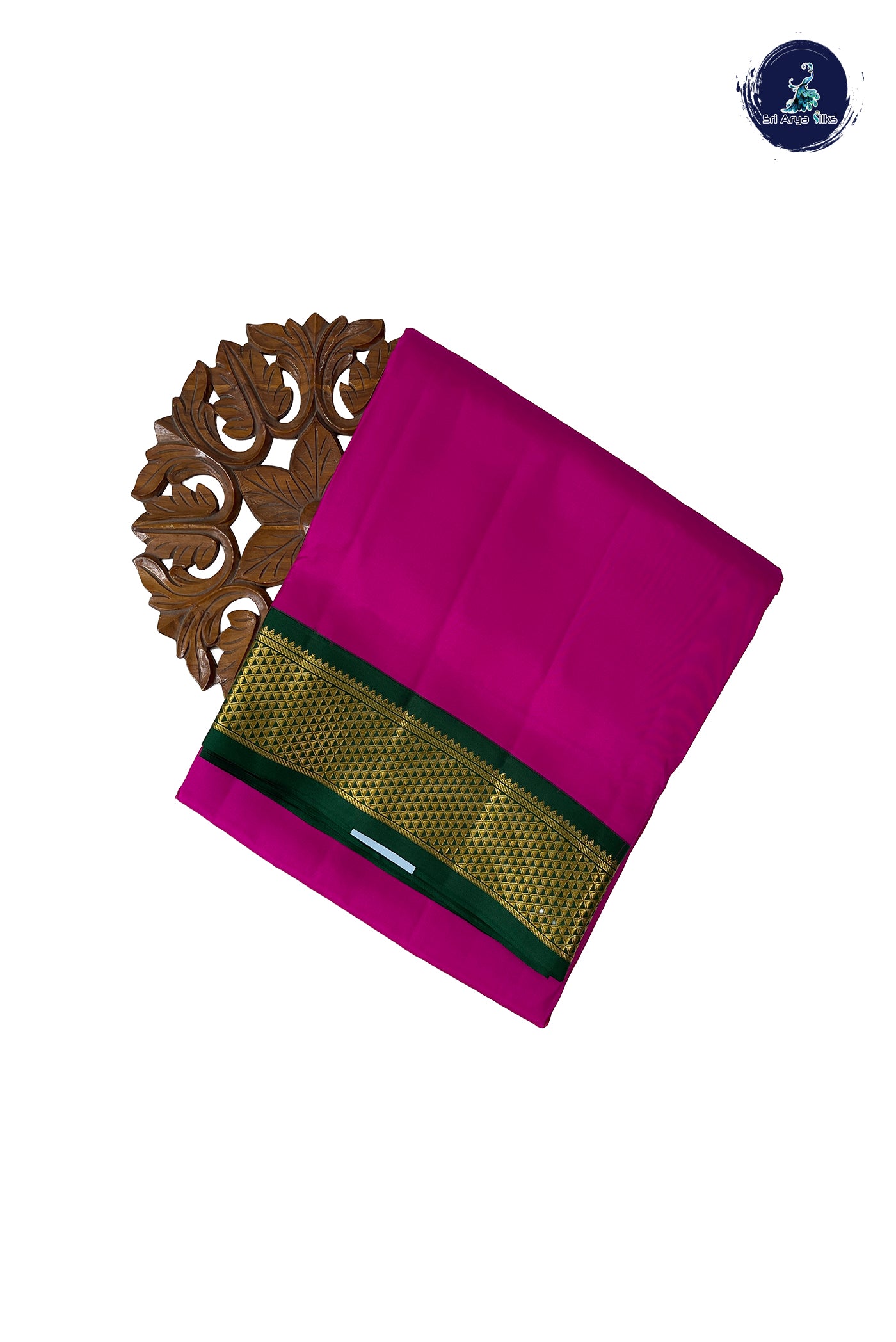 Dark Pink Madisar 10 Yards Silk Saree With Plain Pattern