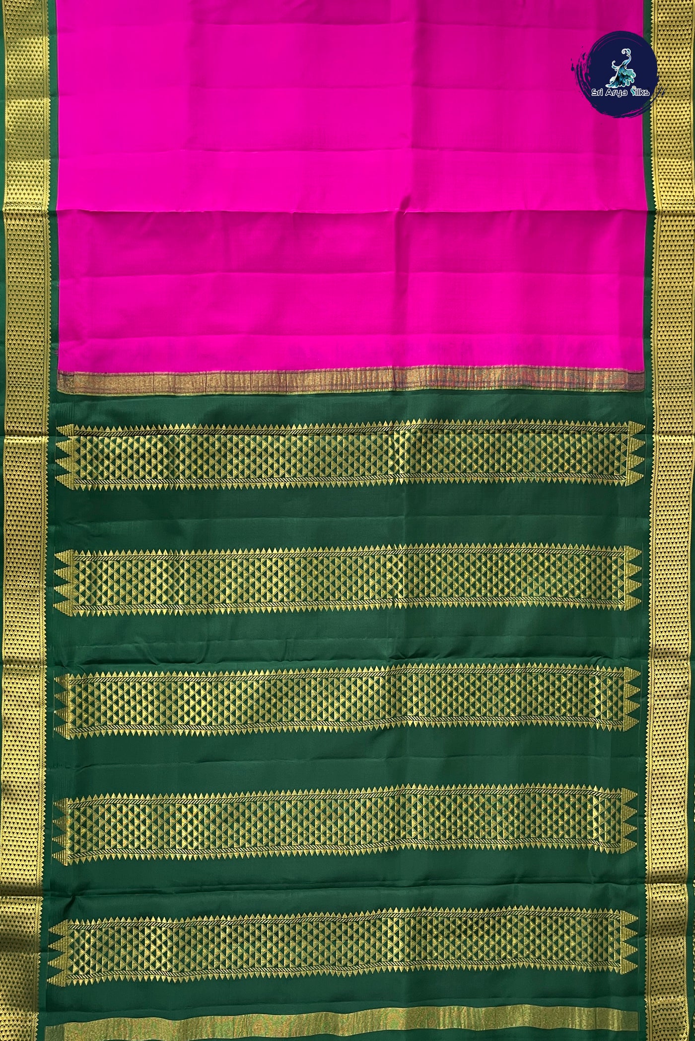 Dark Pink Madisar 10 Yards Silk Saree With Plain Pattern