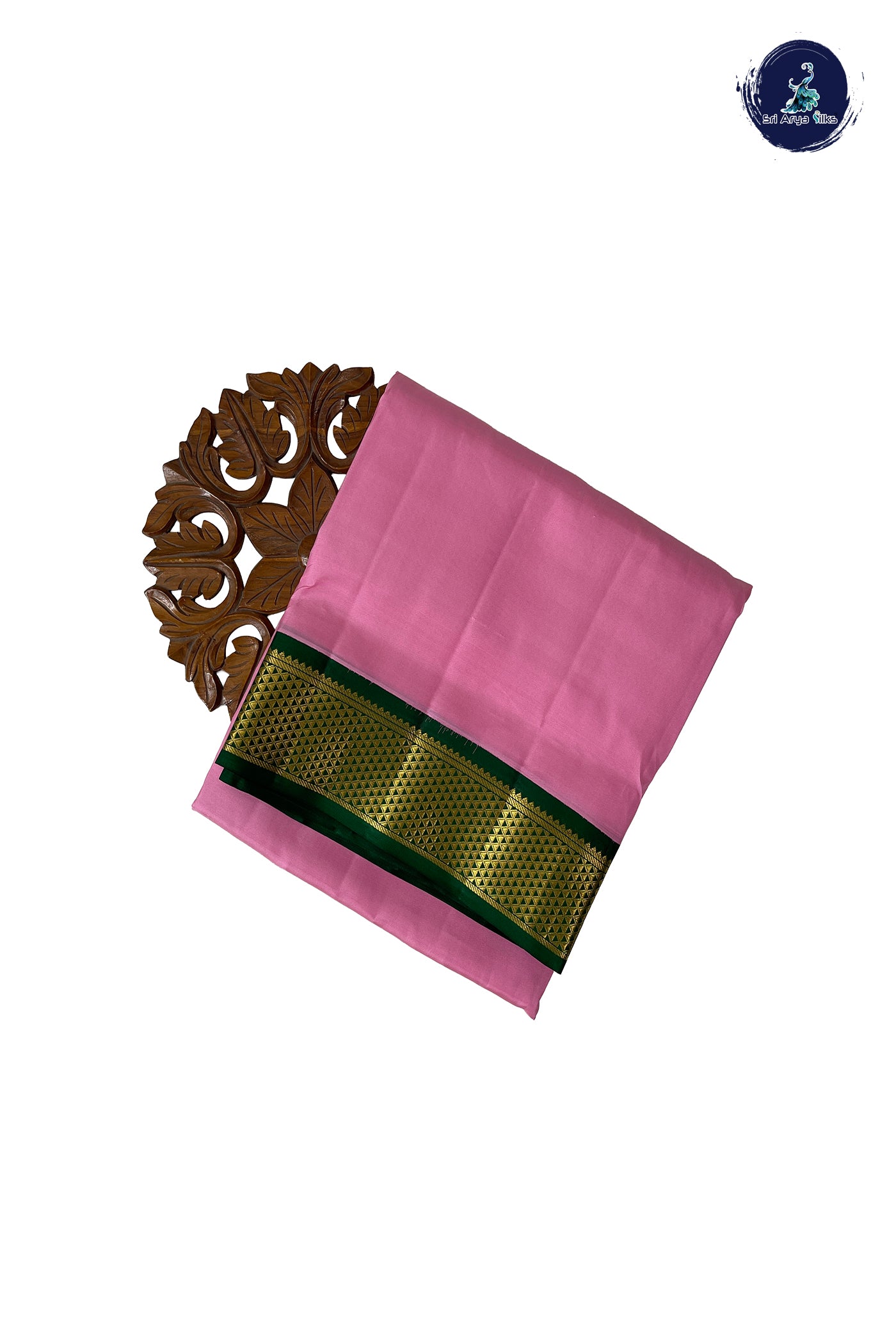 Lotus Pink Madisar 10 Yards Silk Saree With Plain Pattern