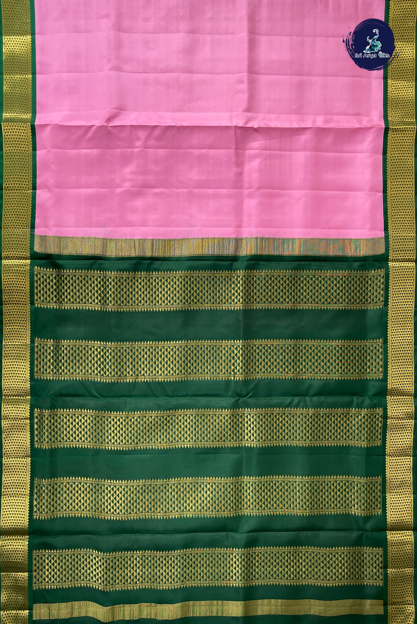 Lotus Pink Madisar 10 Yards Silk Saree With Plain Pattern