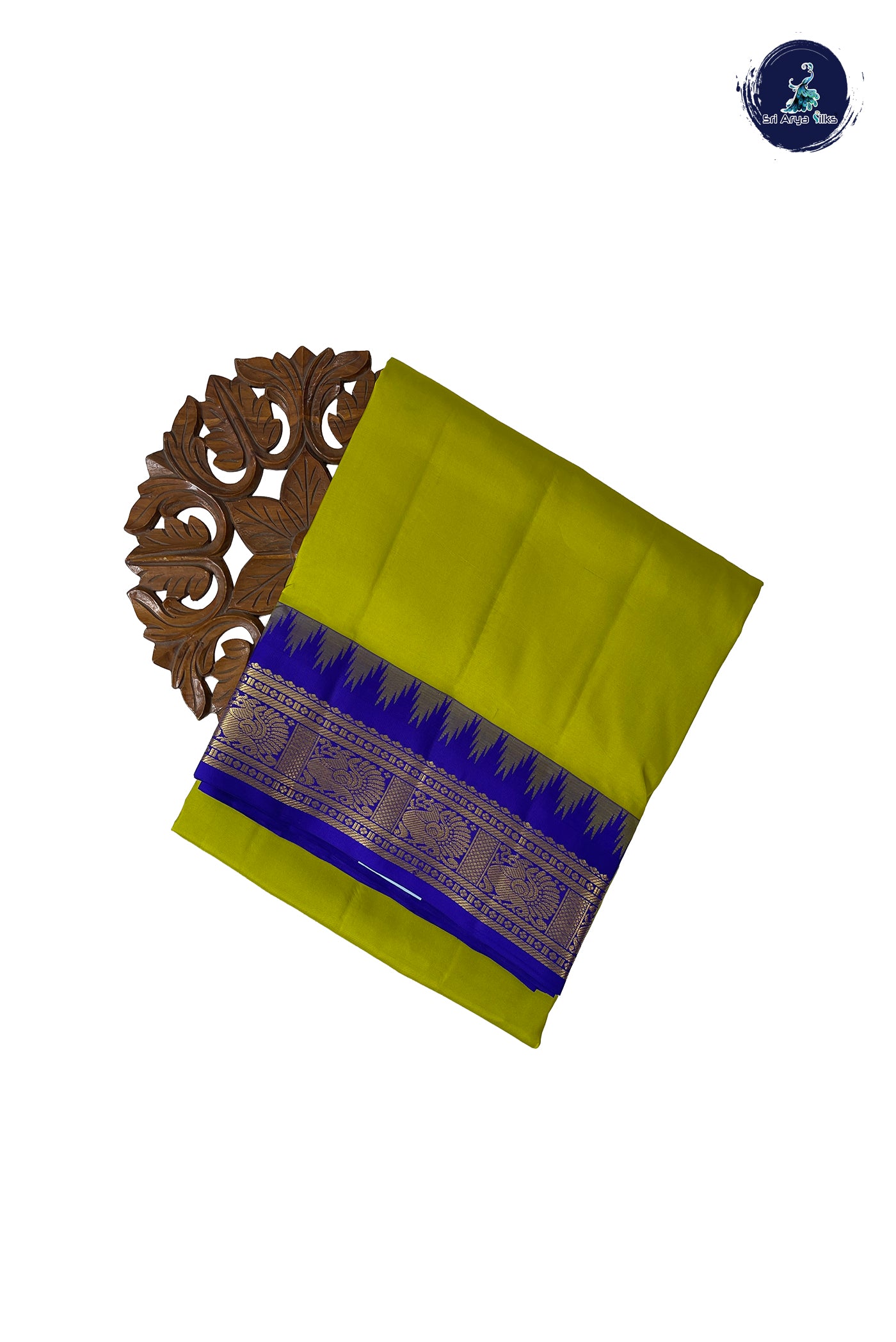 Lime Green Madisar 10 Yards Silk Saree With Plain Pattern