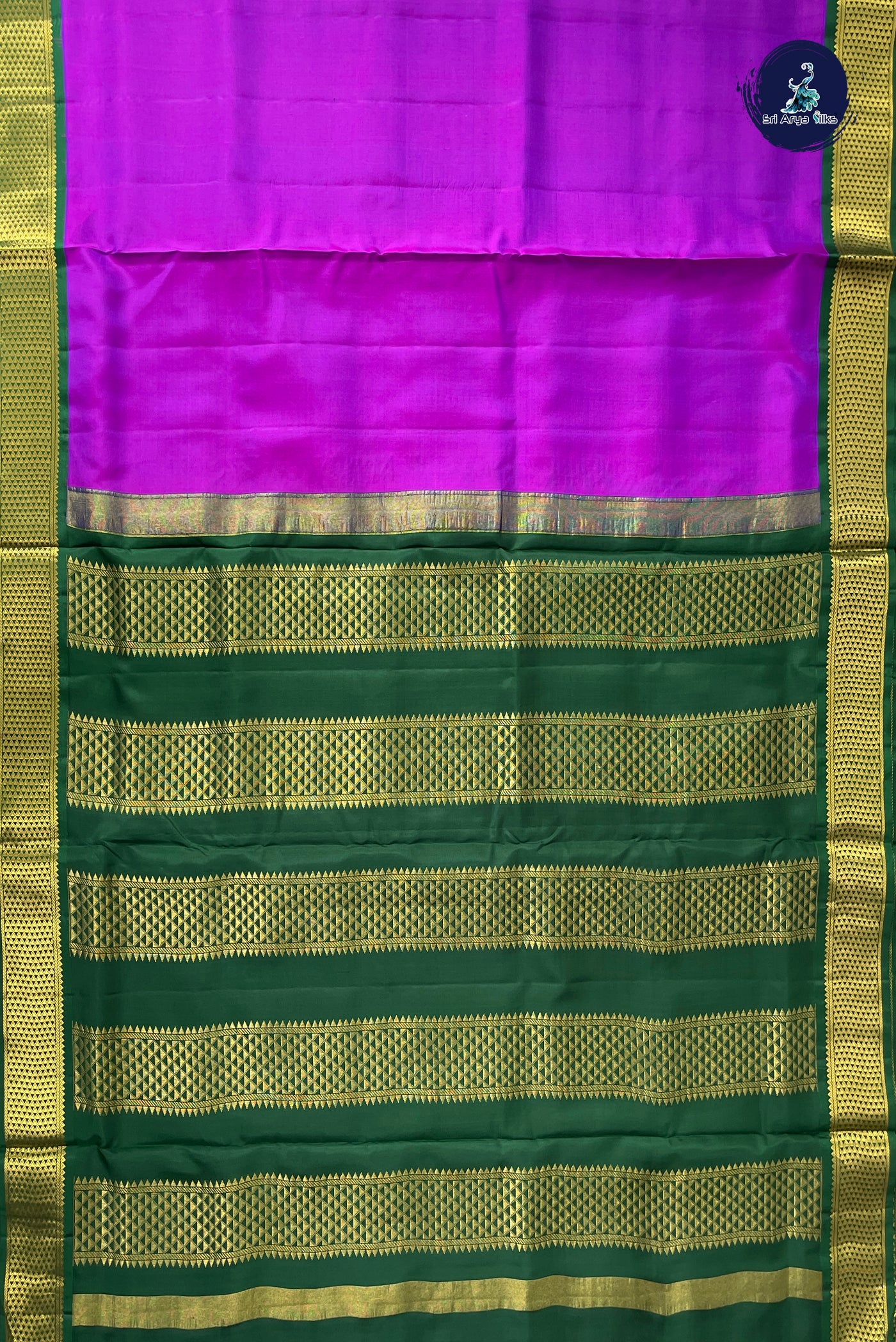 Dual Tone Purple Madisar 10 Yards Silk Saree With Plain Pattern