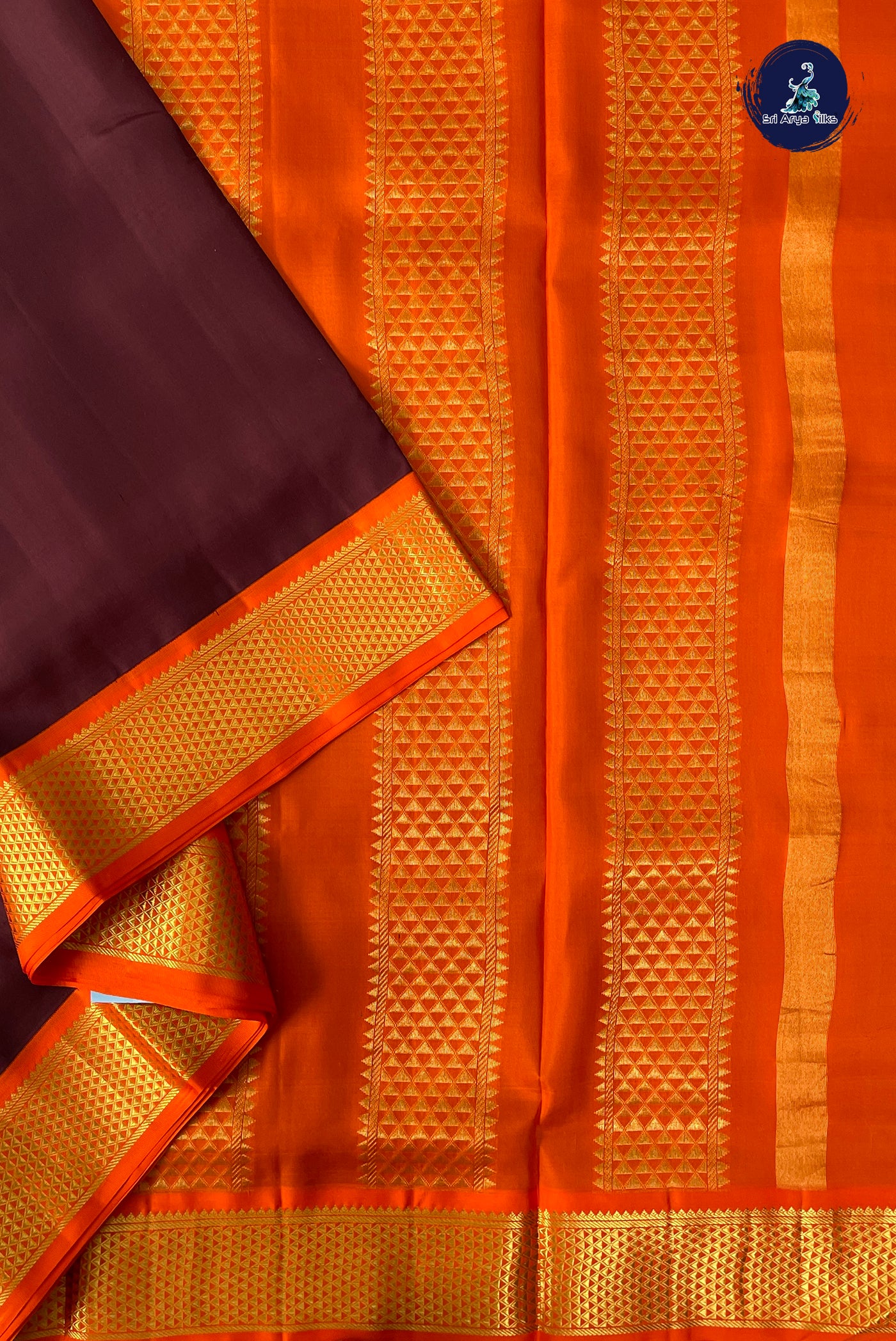 Coffee Brown Madisar 10 Yards Silk Saree With Plain Pattern